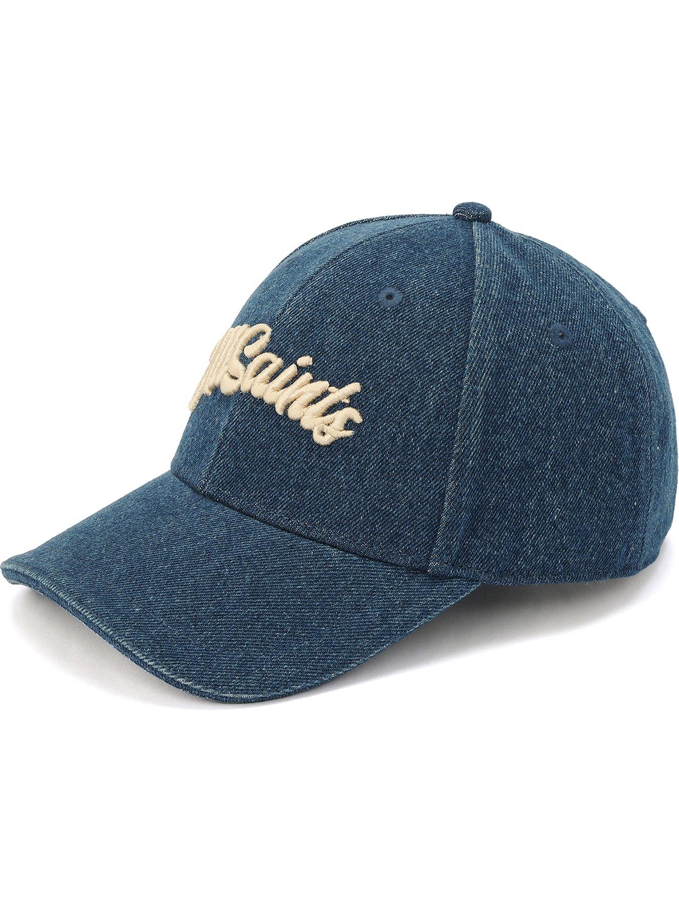 Image 1 of 3 of AllSaints Denim Baseball Cap - Blue