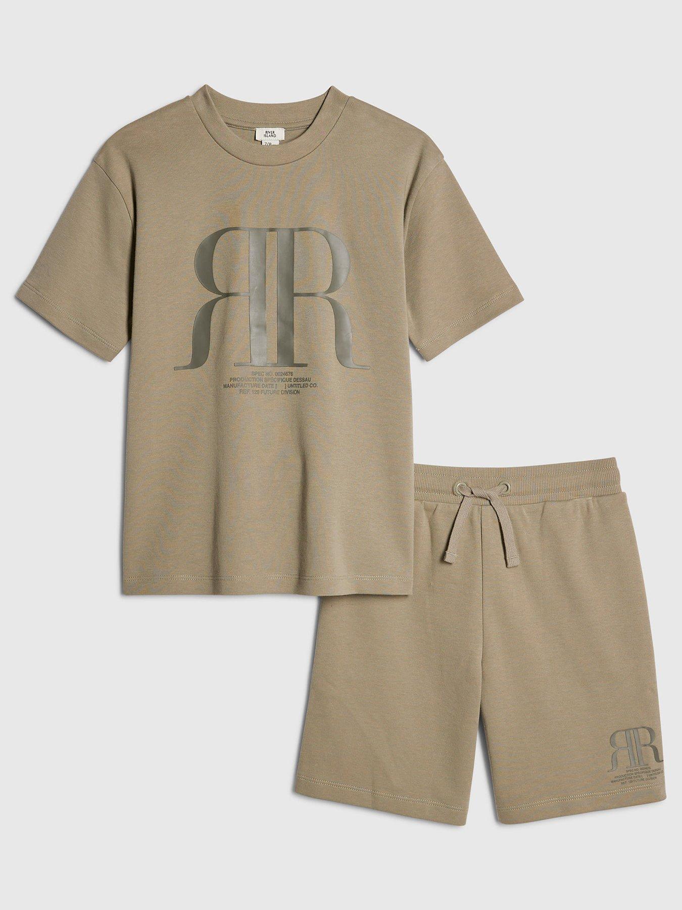 river-island-older-boys-rr-t-shirt-and-shorts-set-khaki
