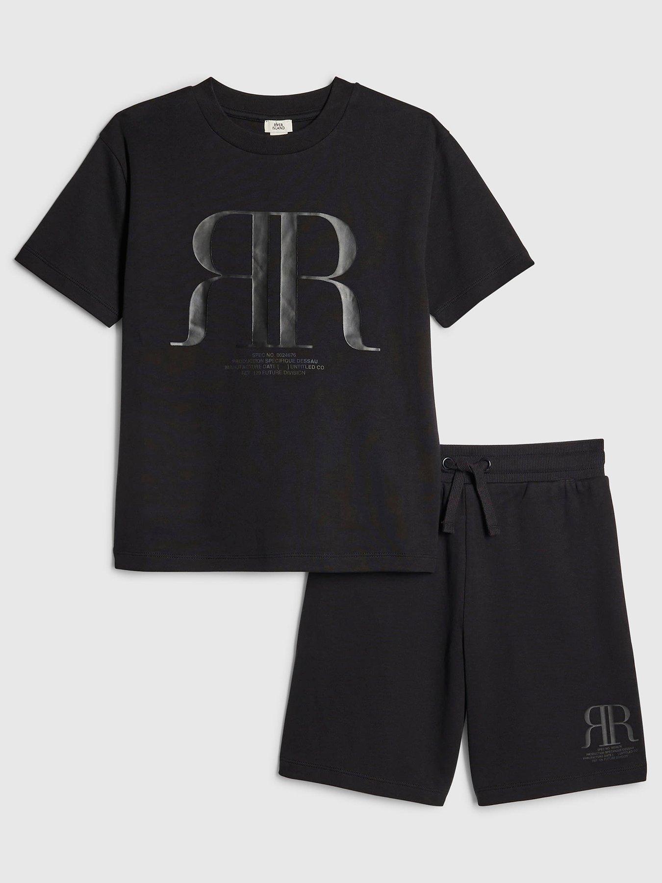 River Island Older Boys Rr T-shirt And Shorts Set - Black