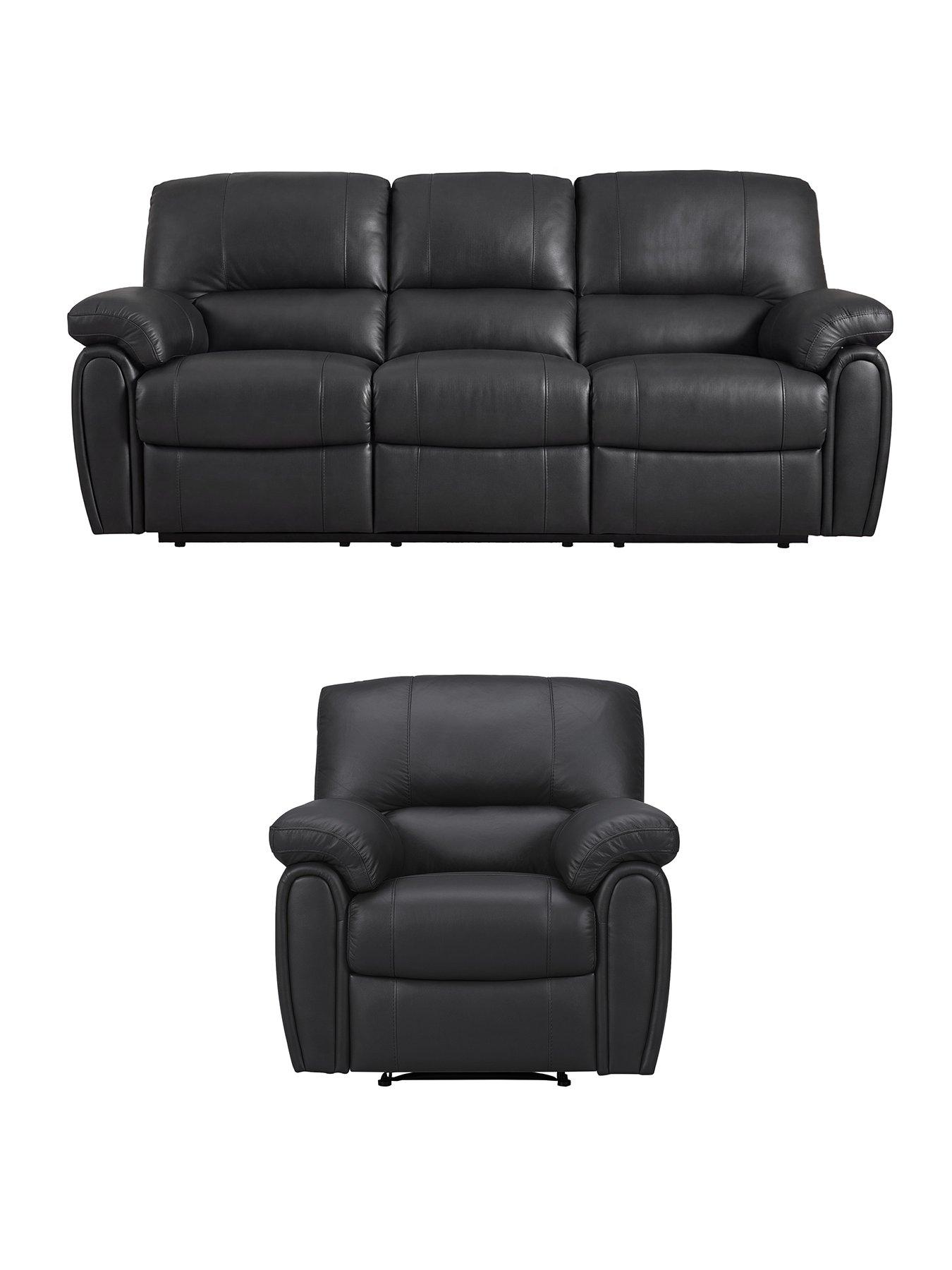Image 1 of 6 of The Very Collection Leighton Leather/Faux Leather 3 Seater Manual Recliner and Armchair Set (Buy &amp; SAVE!) - FSC&reg; Certified