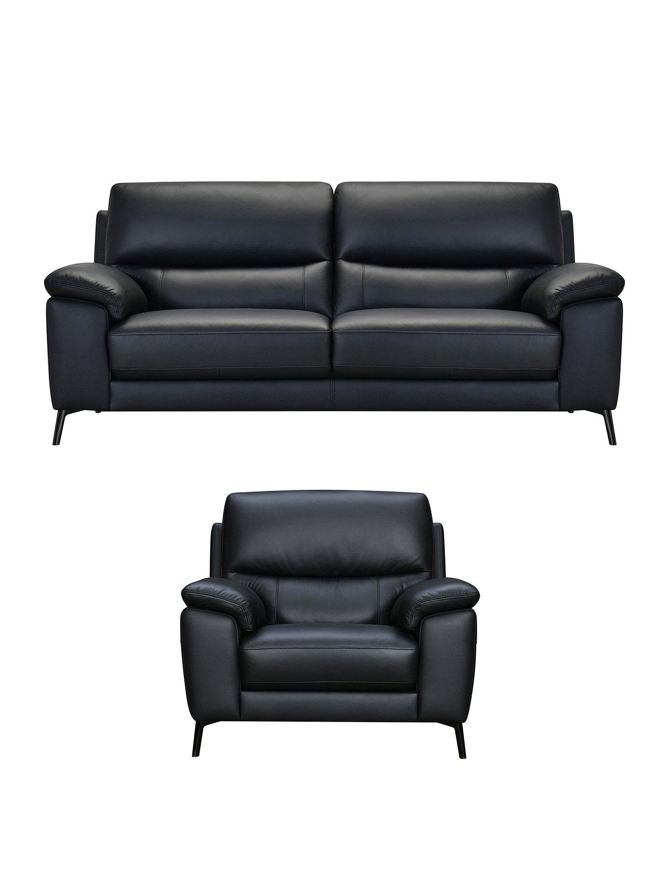 Image 2 of 6 of The Very Collection Lesta Leather 3 Seater + Chair
