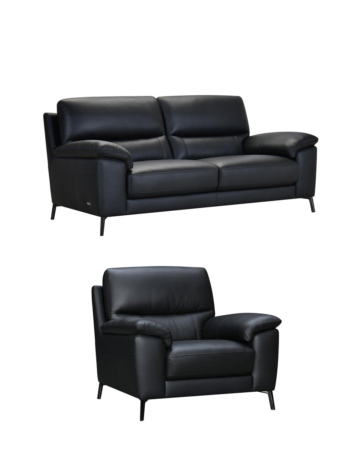 Image 3 of 6 of The Very Collection Lesta Leather 3 Seater + Chair