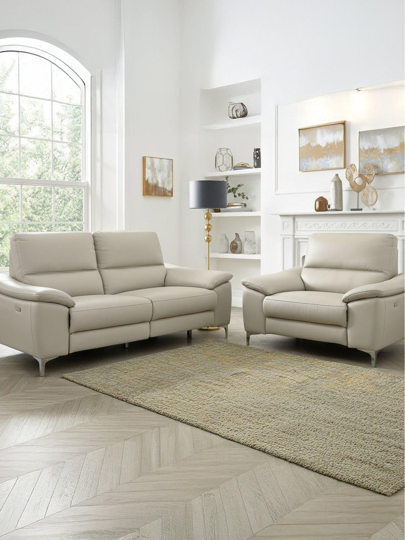 The Very Collection Pavilion Leather 3 Seater + Chair