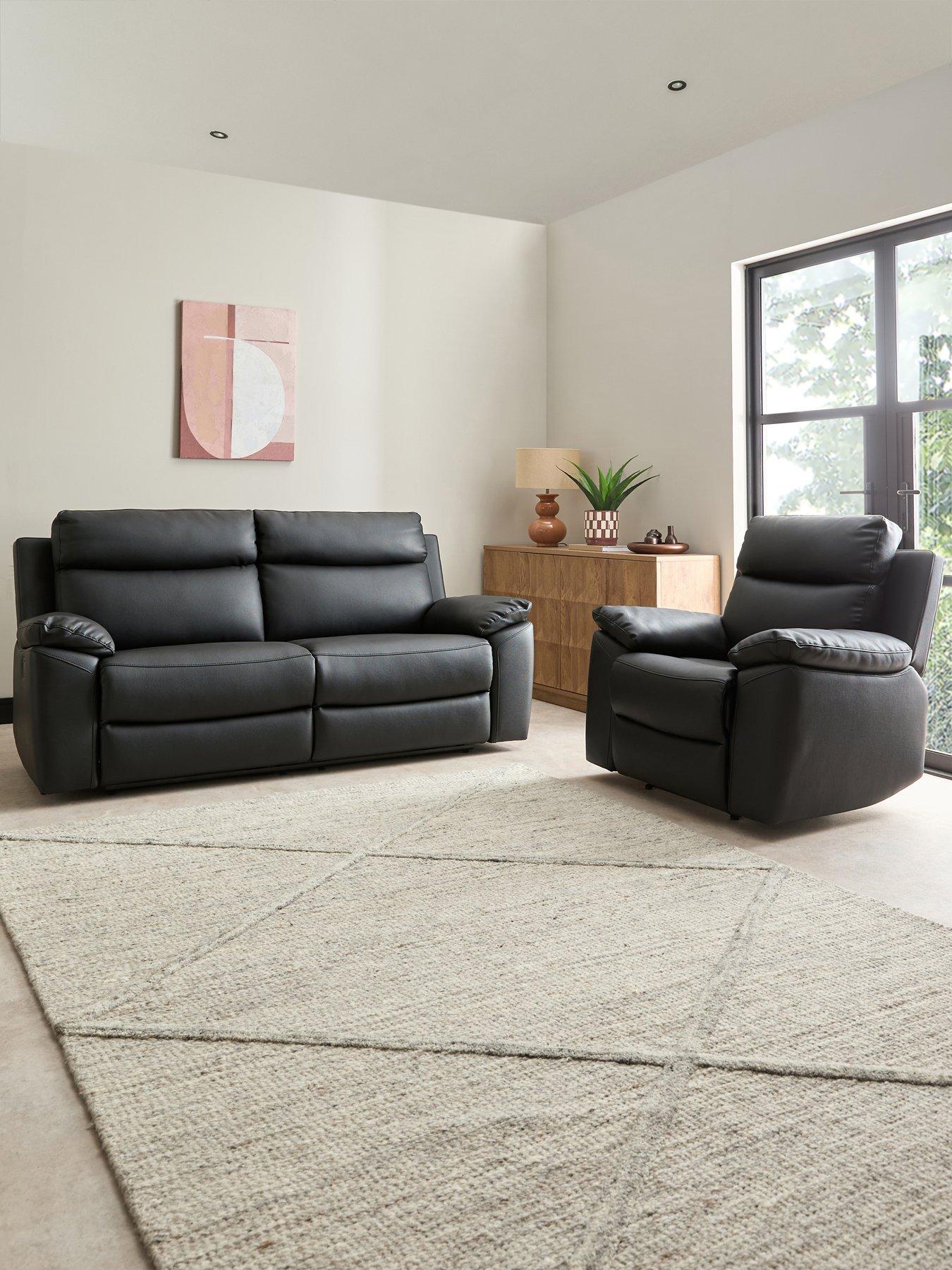 The Very Collection Edison Leather 3 Seater + Chair
