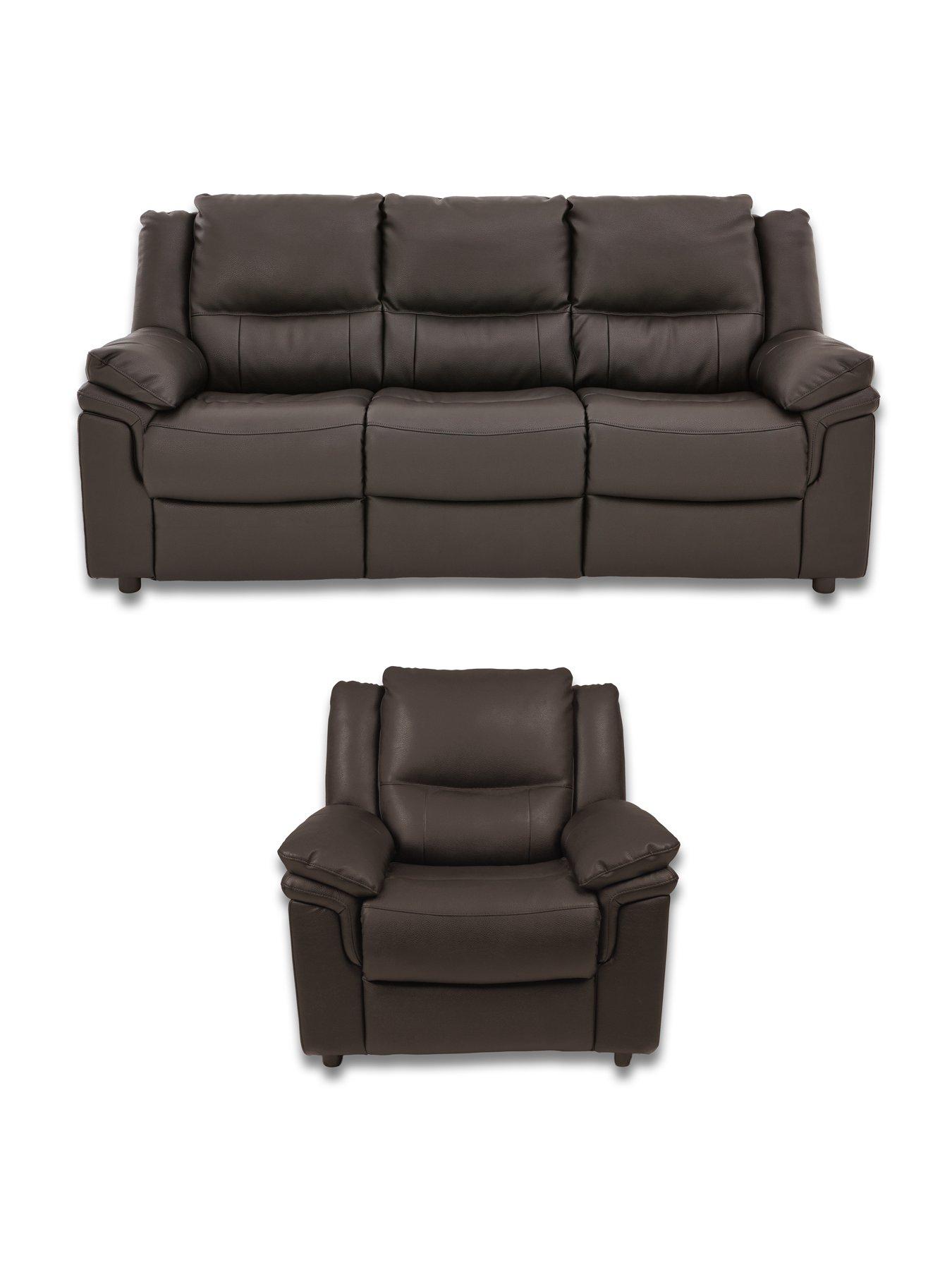 The Very Collection Albion Leather Static 3 Seater + Chair