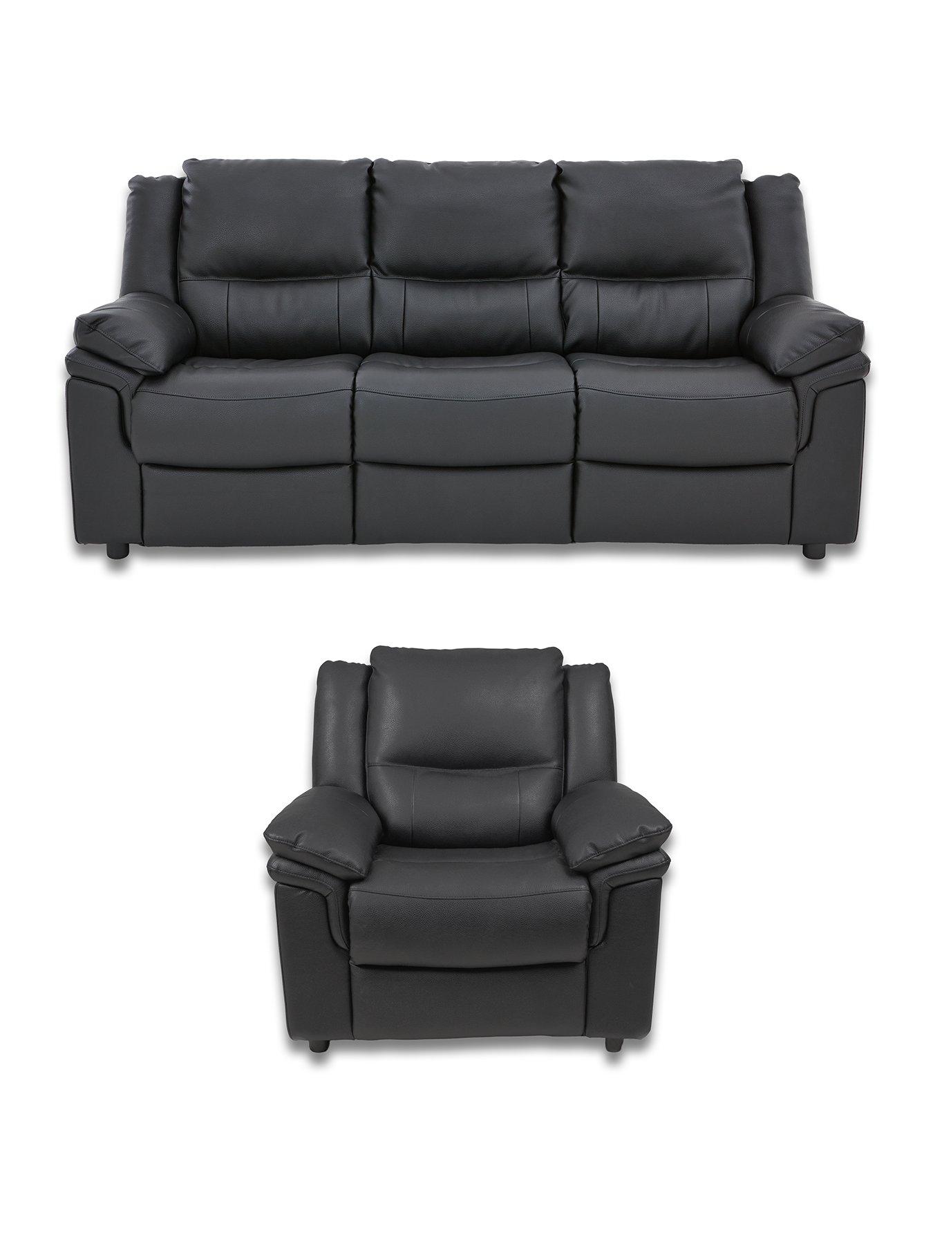 The Very Collection Albion Leather Static 3 Seater + Chair