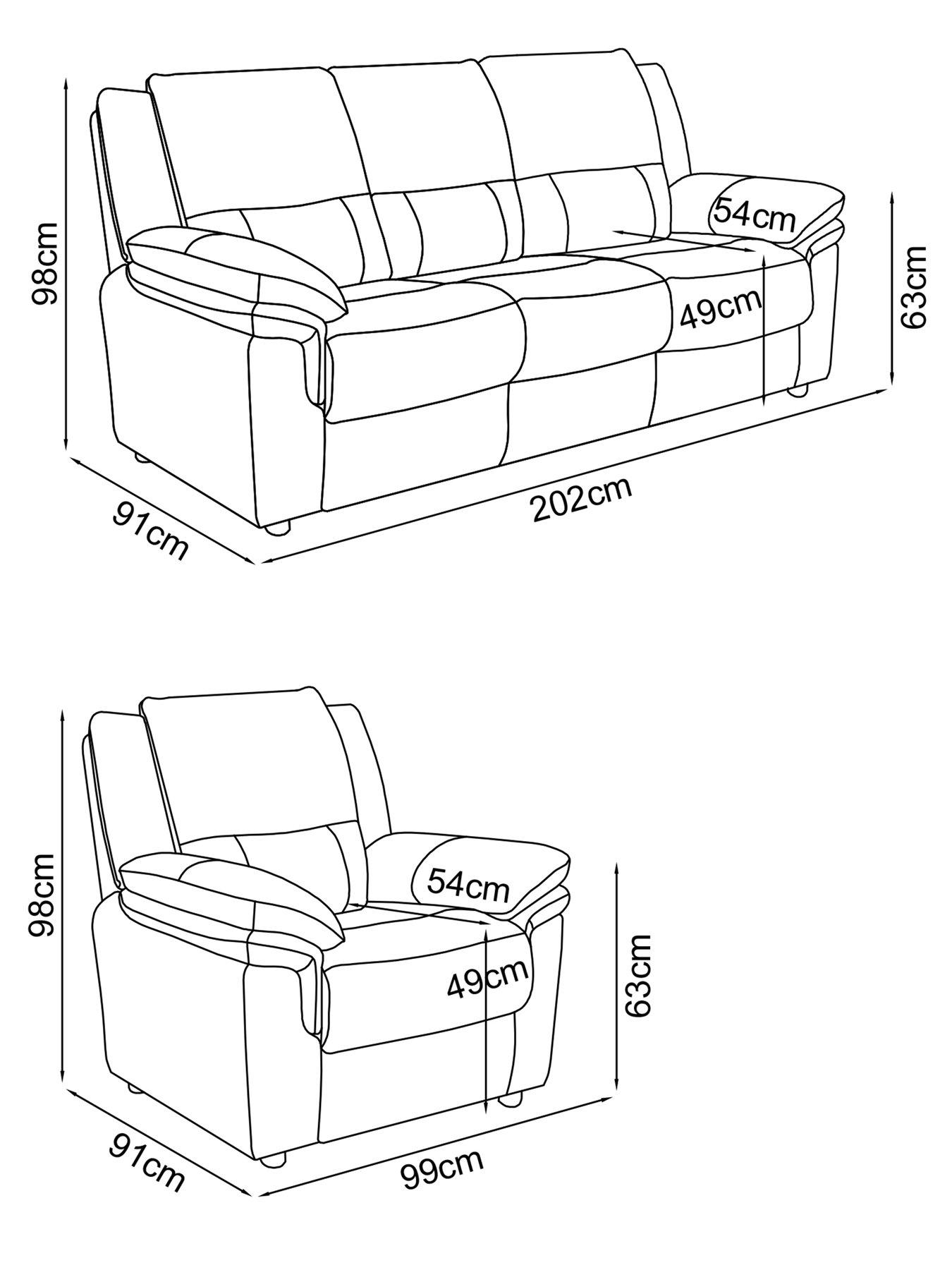 Image 5 of 6 of The Very Collection Albion Luxury Faux Leather High Back 3 Seater Sofa and Armchair Set (Buy and SAVE!) - FSC&reg; Certified