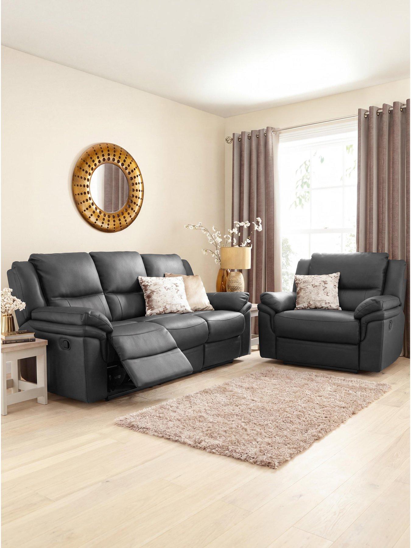 The Very Collection Albion Faux Leather Recliner 3 Seater + Chair