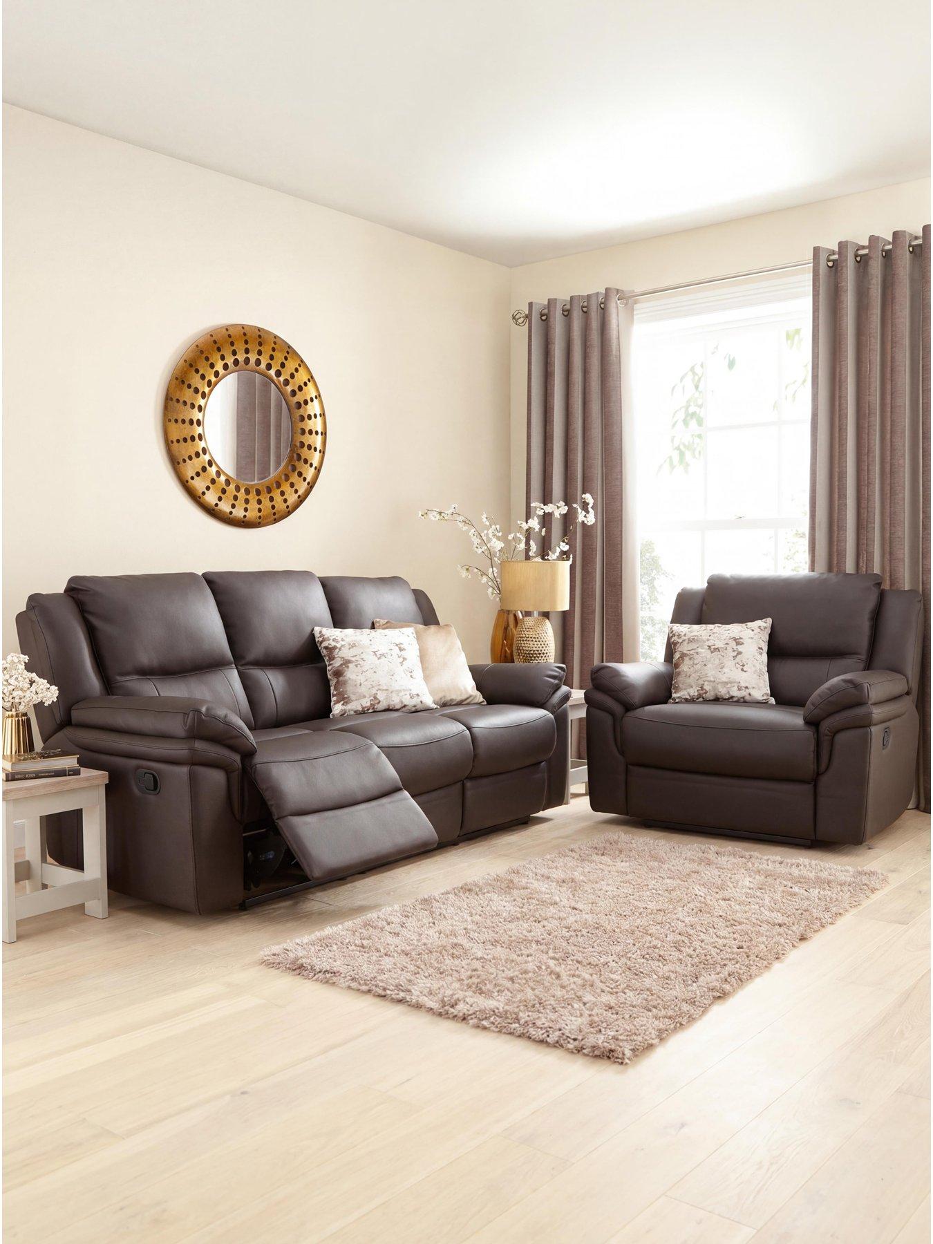 The Very Collection Albion Faux Leather Recliner 3 Seater + Chair