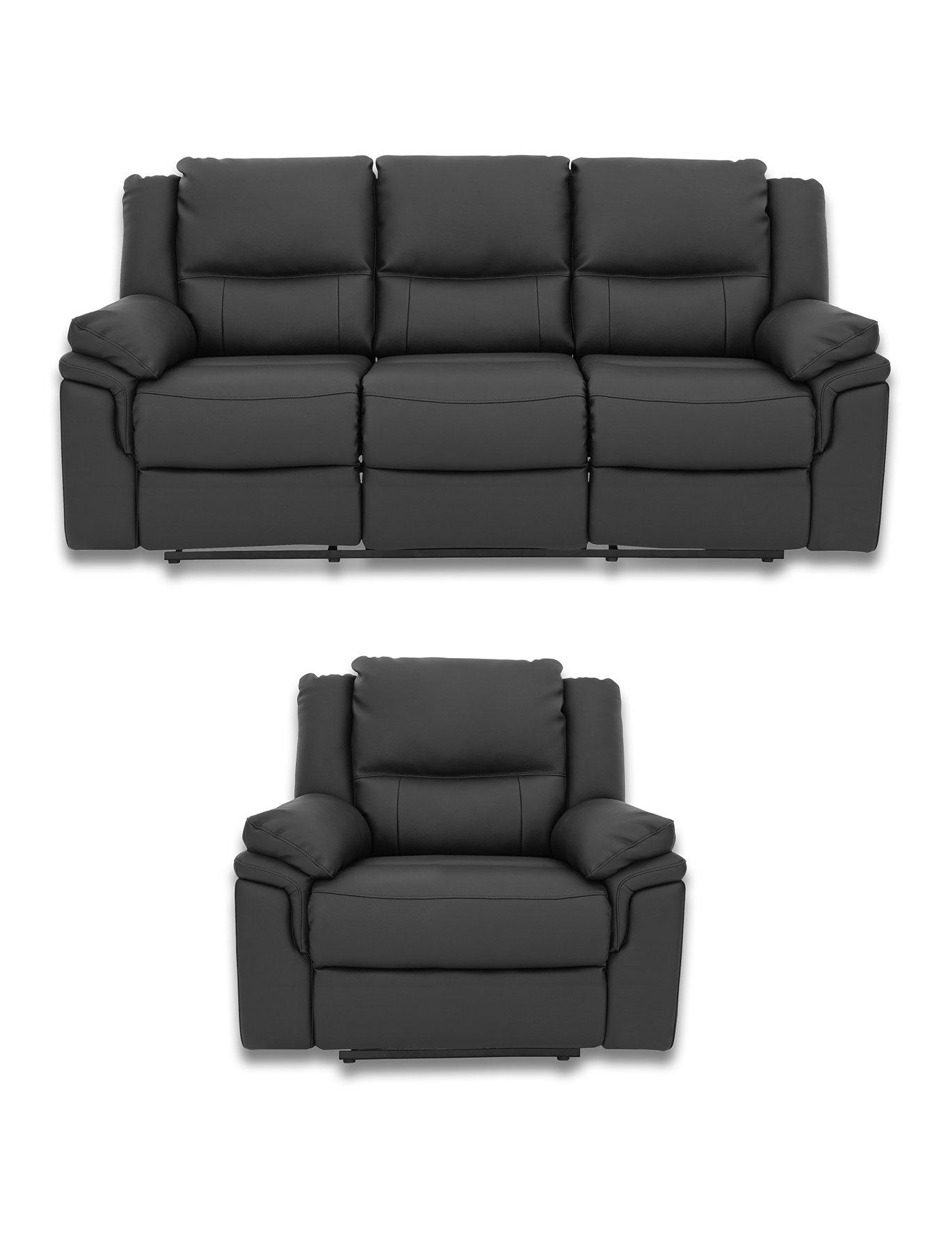 The Very Collection Albion Faux Leather Recliner 3 Seater + Chair