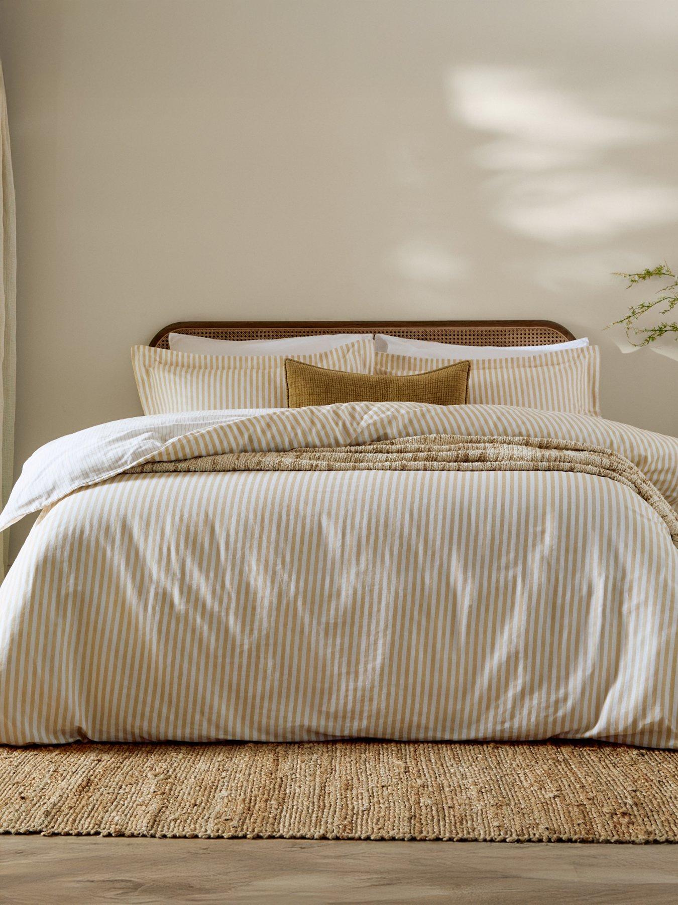 Yard Hebden Stripe 100% Cotton Duvet Set Honey Yellow