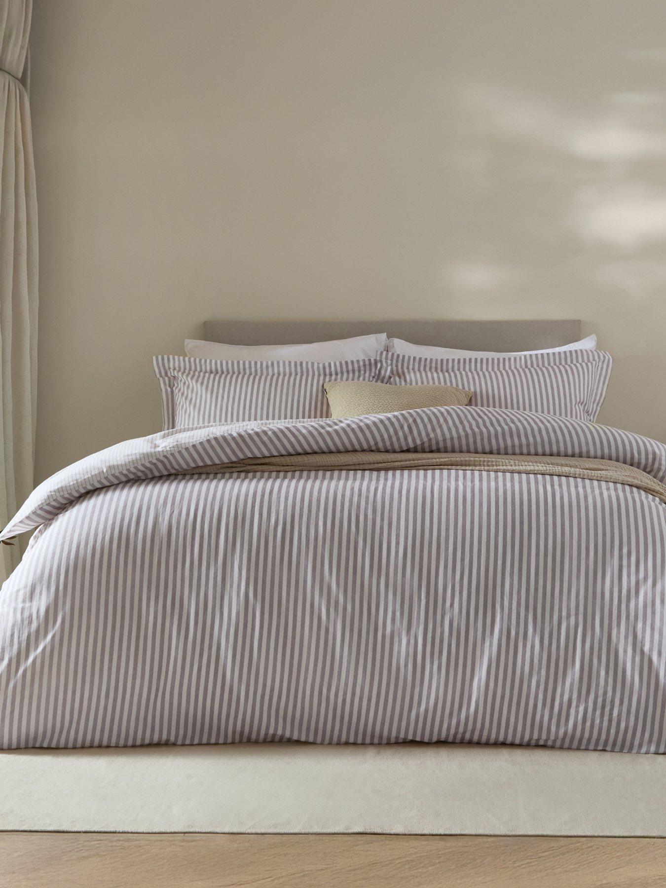 Yard Hebden Stripe 100% Cotton Duvet Set Honey Mauve in Purple