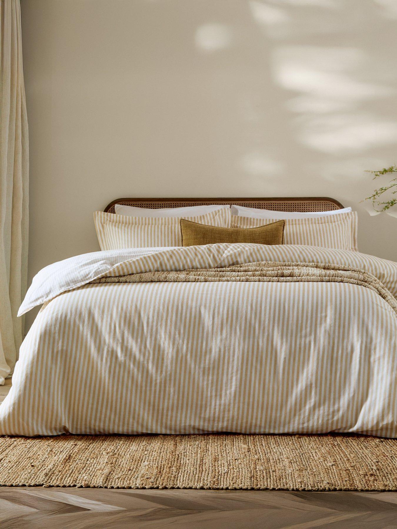 Image 1 of 3 of Yard Hebden Stripe 100% Cotton Duvet Set Honey Yellow