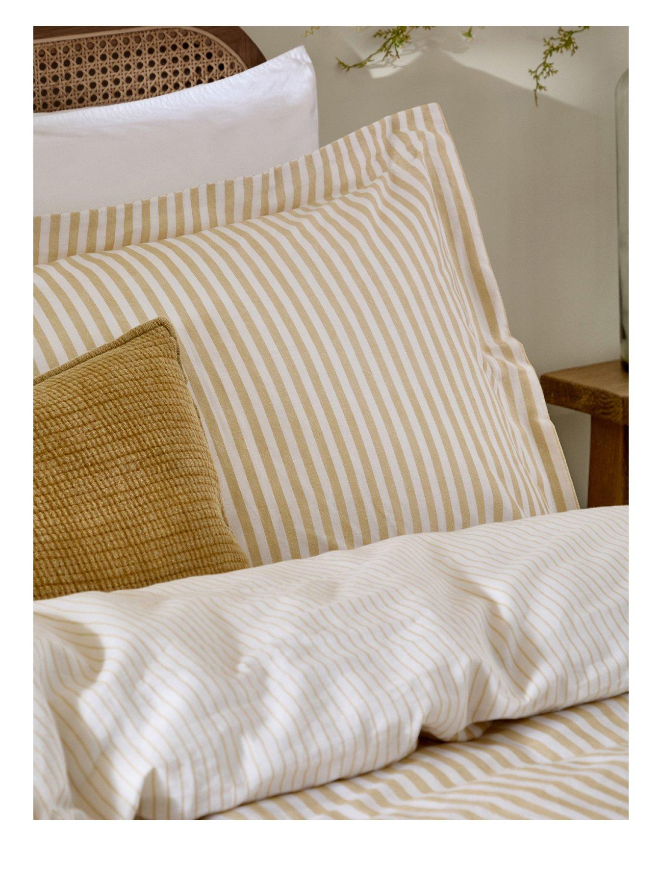 Image 2 of 3 of Yard Hebden Stripe 100% Cotton Duvet Set Honey Yellow