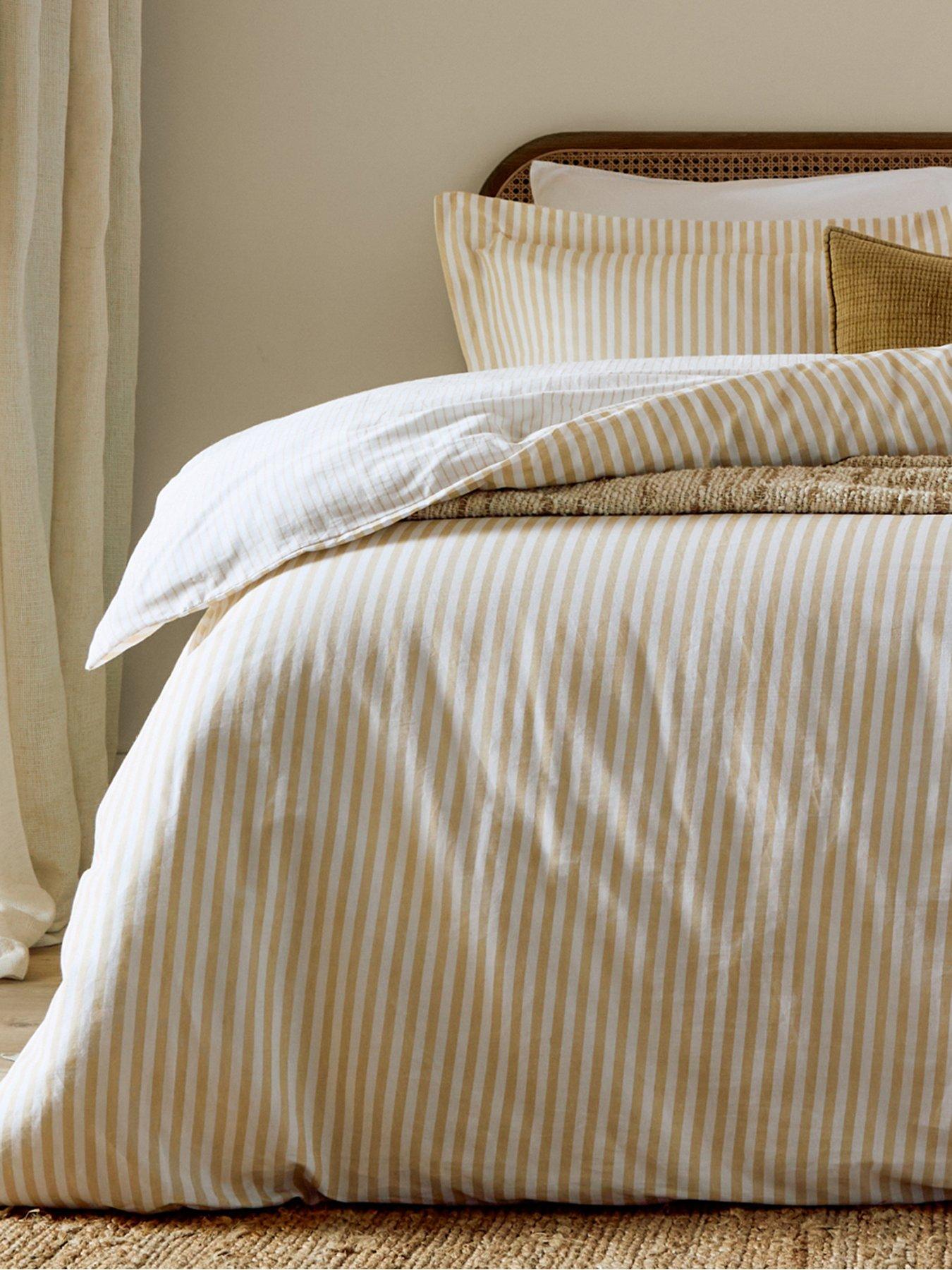 Image 3 of 3 of Yard Hebden Stripe 100% Cotton Duvet Set Honey Yellow