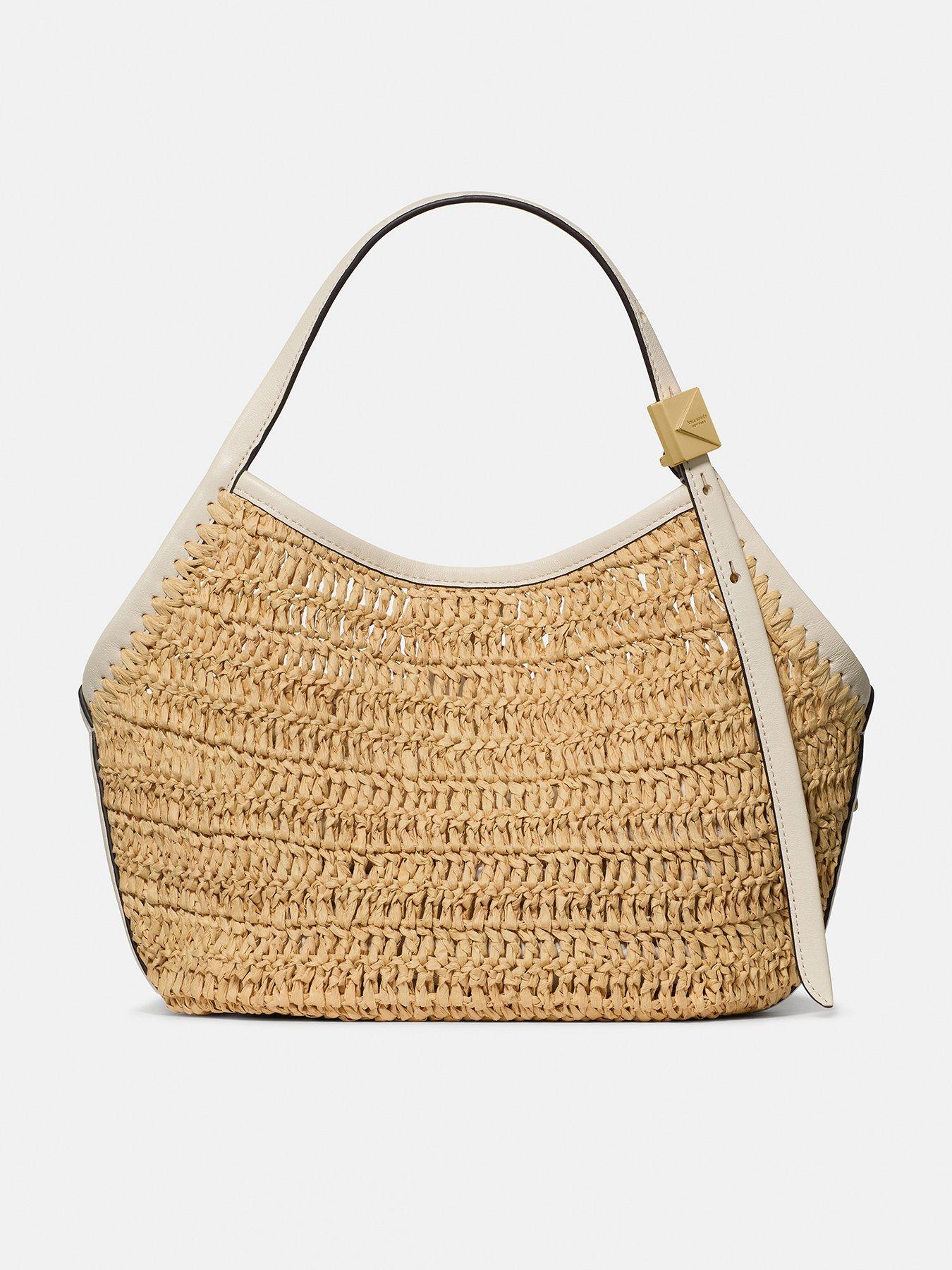 Kate Spade New York Deco Straw Small Tulip Tote - Beige