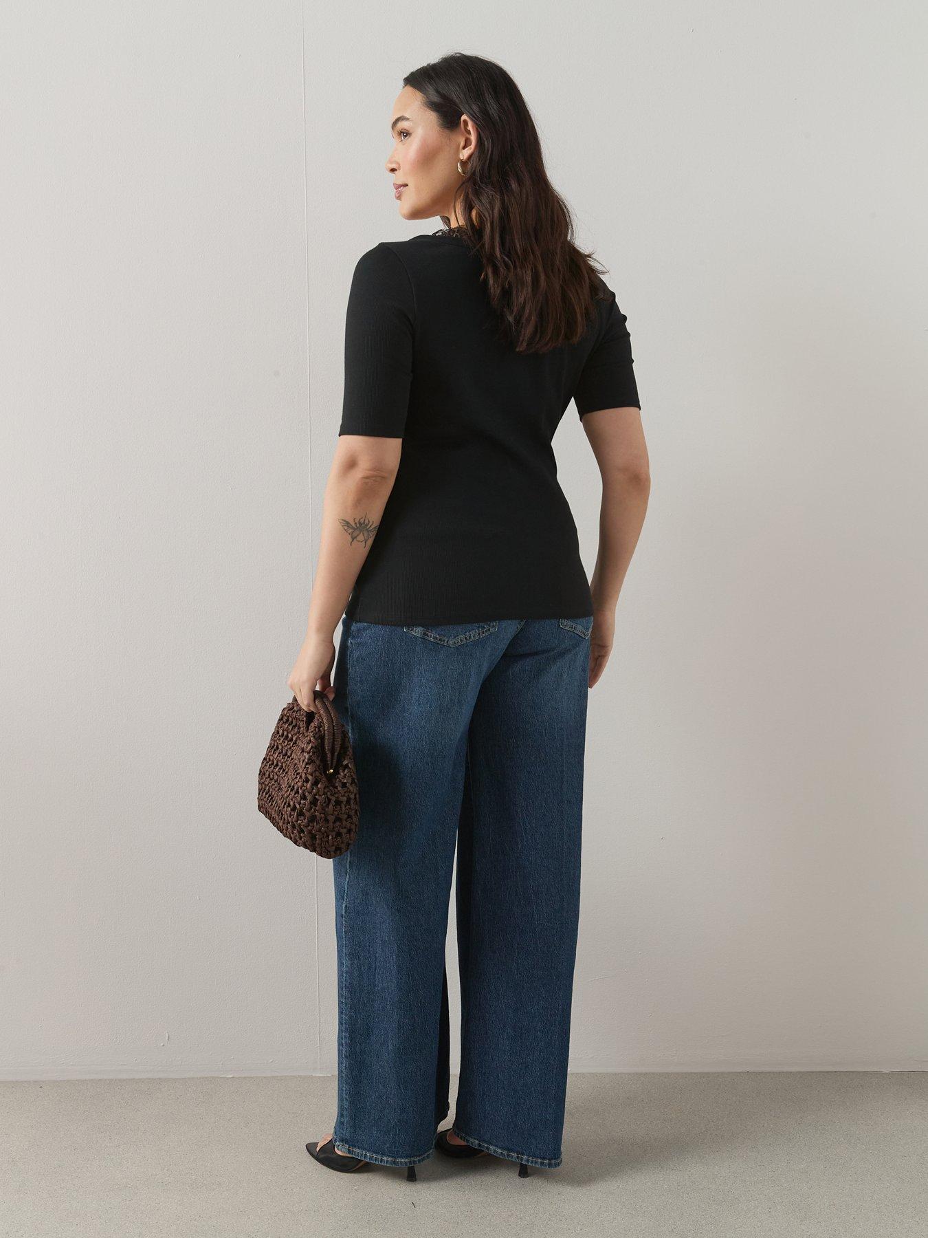 Image 2 of 6 of The Very Collection Curve Lace Trim Short Sleeve Top