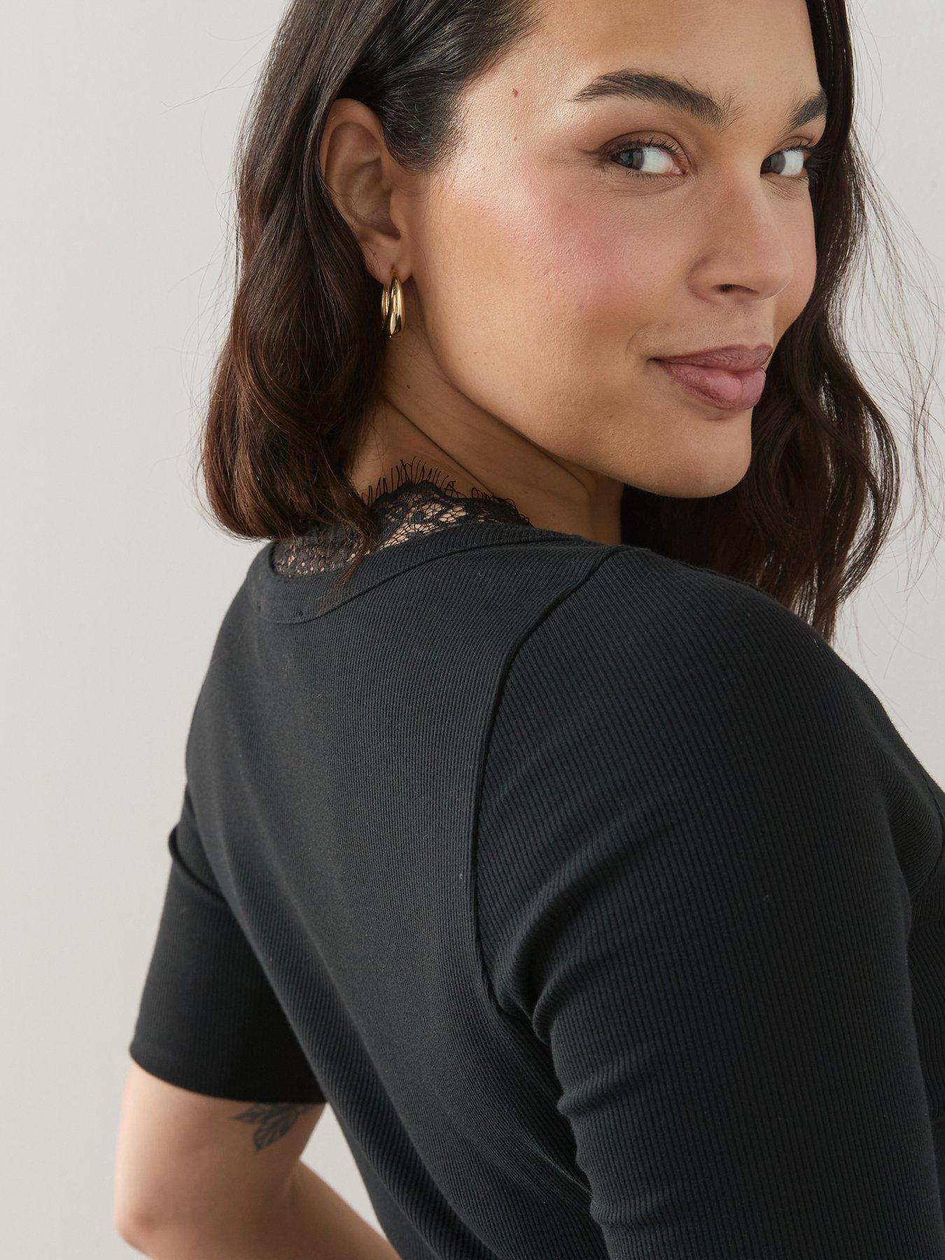 Image 5 of 6 of The Very Collection Curve Lace Trim Short Sleeve Top