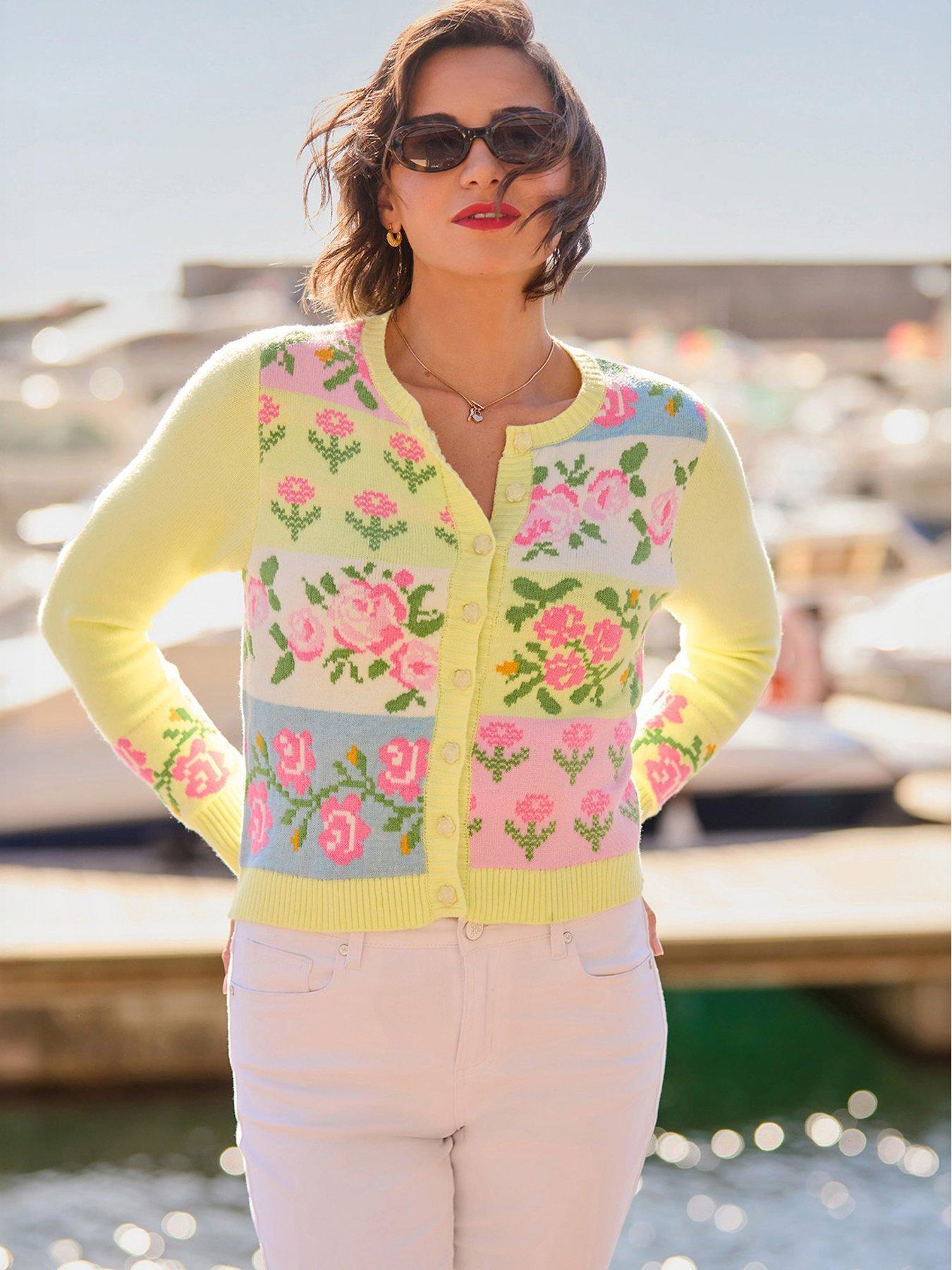 Image 1 of 6 of Joe Browns Felicity Patchwork Floral Cardigan - Yellow