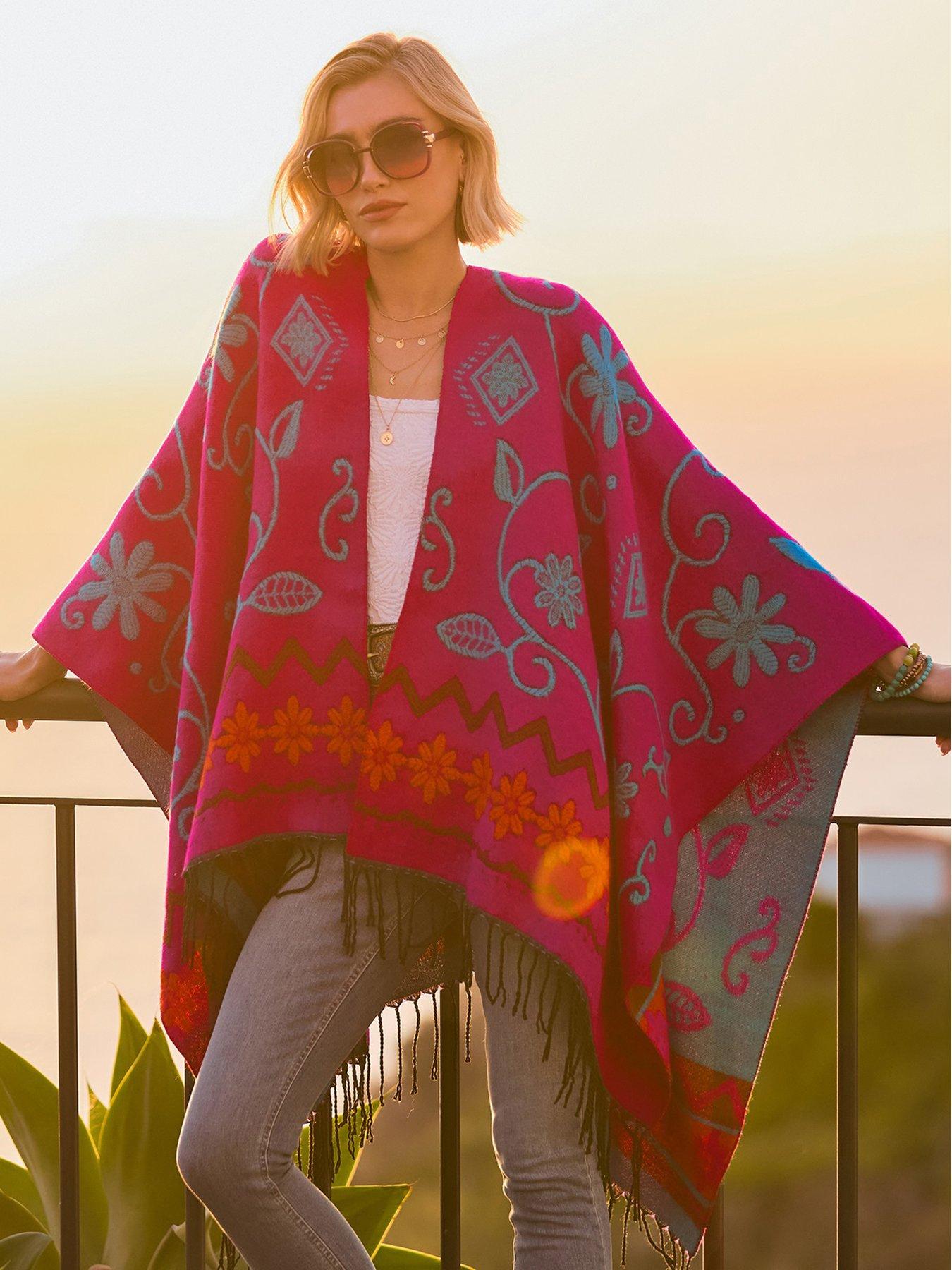 Image 6 of 6 of Joe Browns Warm Breezes Reversible Boho Wrap - Pink