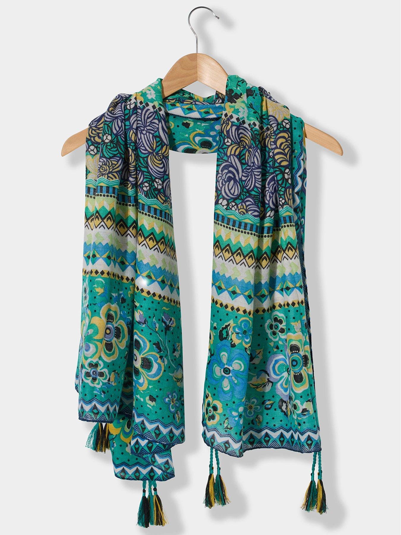 Image 2 of 4 of Joe Browns Green Tassel Scarf - Multi