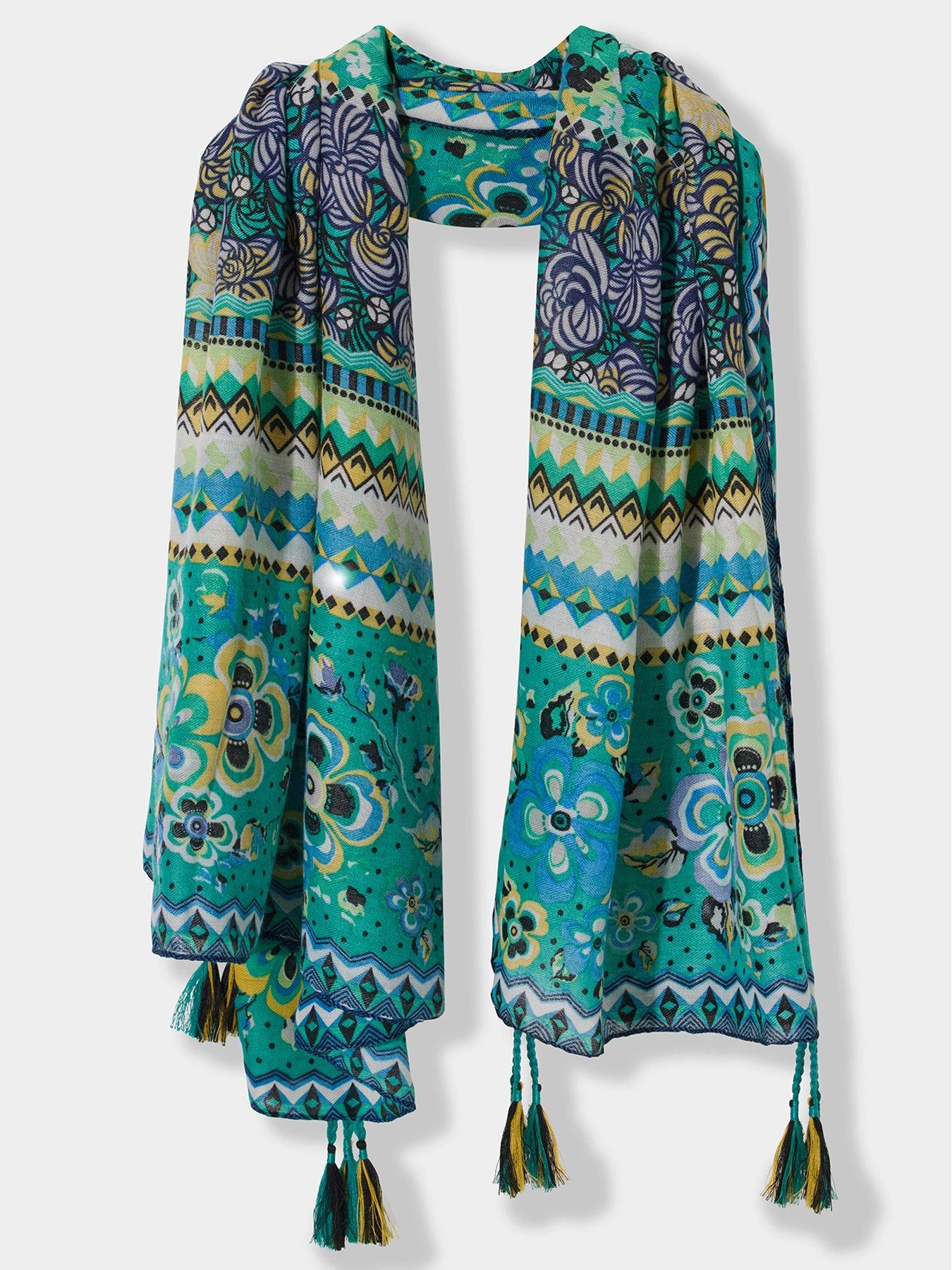 Image 3 of 4 of Joe Browns Green Tassel Scarf - Multi