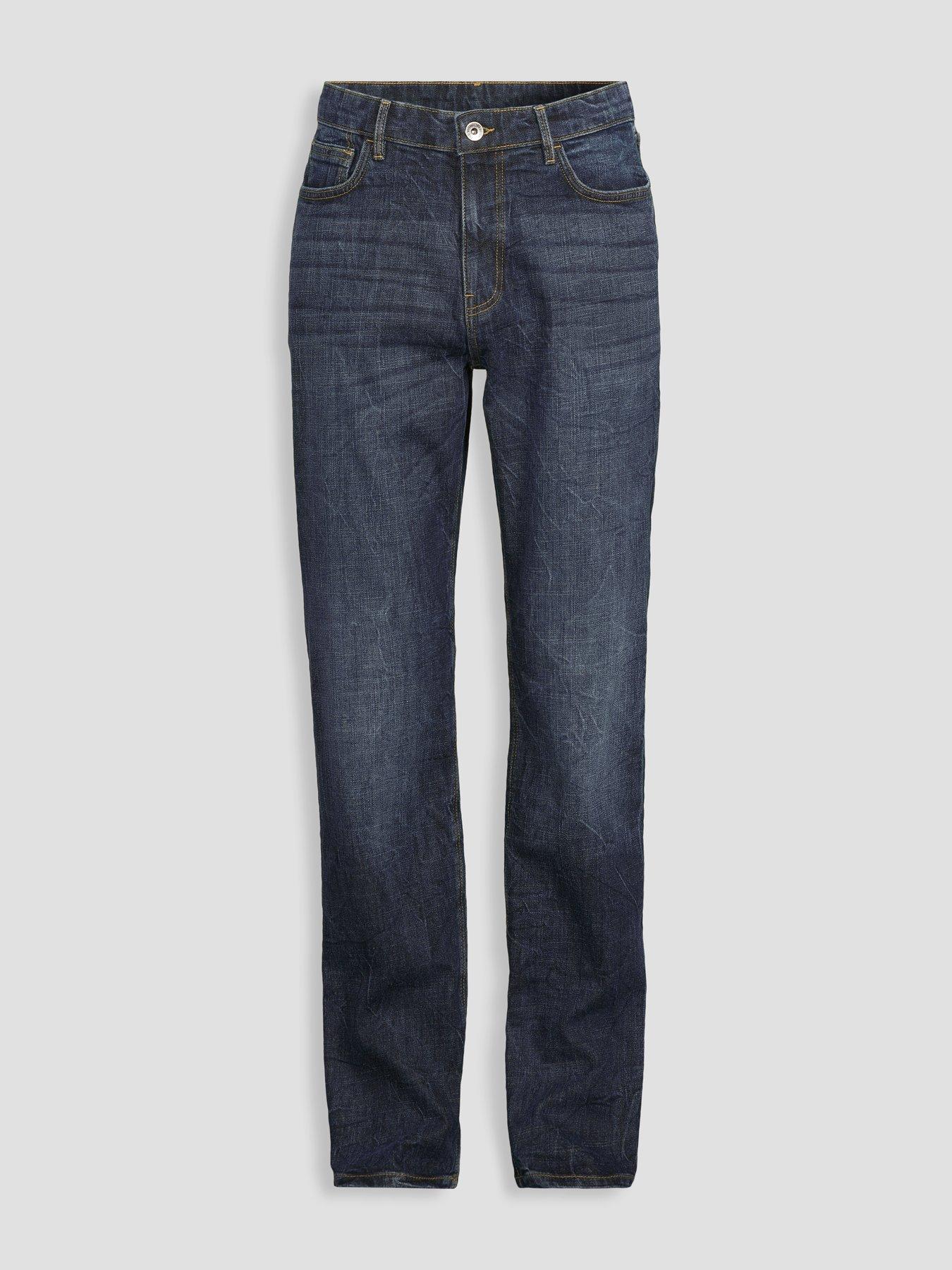 Image 7 of 7 of The Very Collection Cross Hatch Straight Fit Marble Jeans With Stretch - Dark Blue