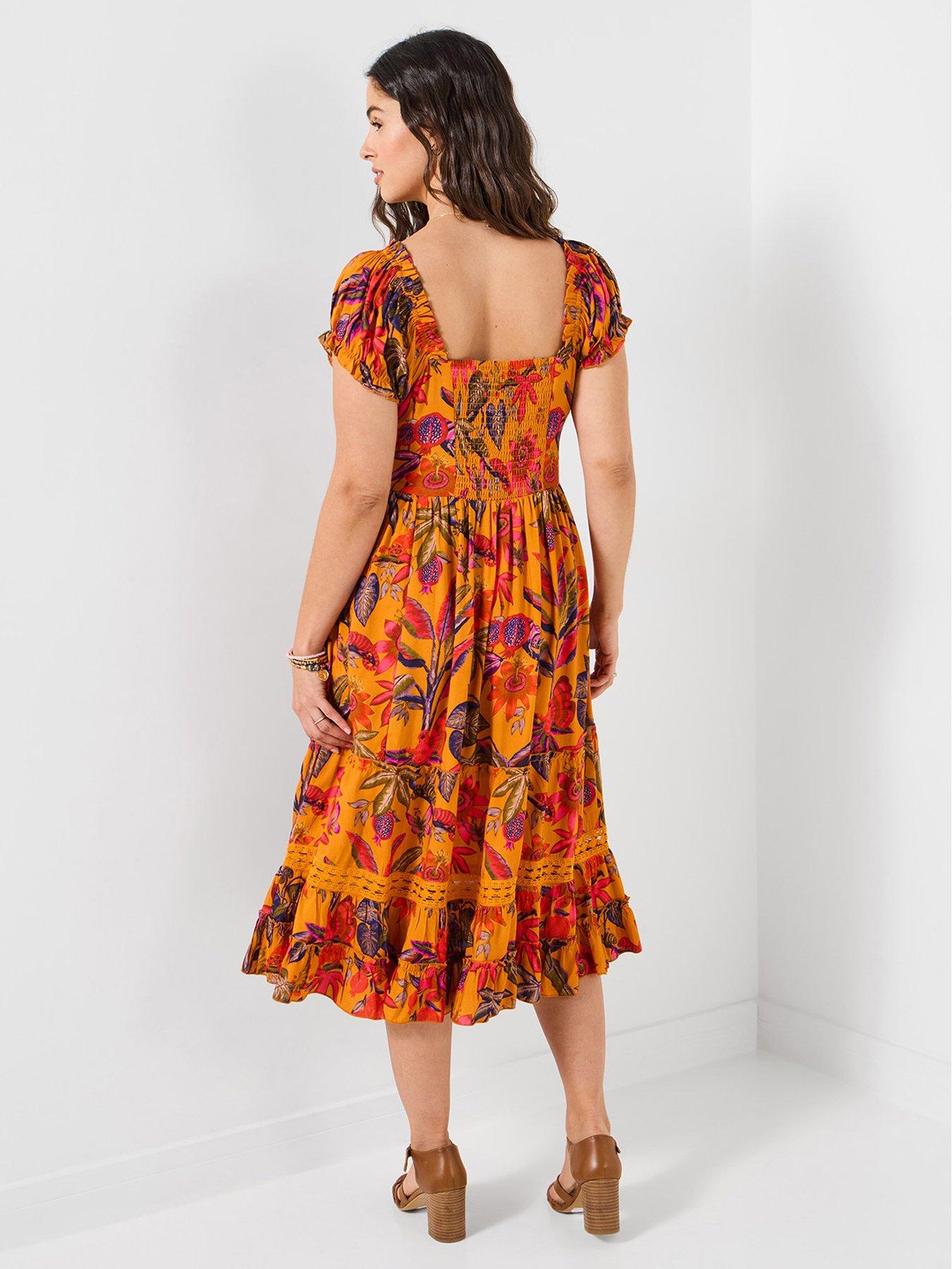 joe-browns-amelia-printed-midi-dress-orangestillFront