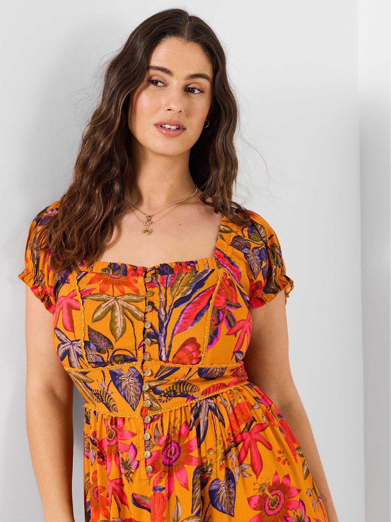 joe-browns-amelia-printed-midi-dress-orangeback