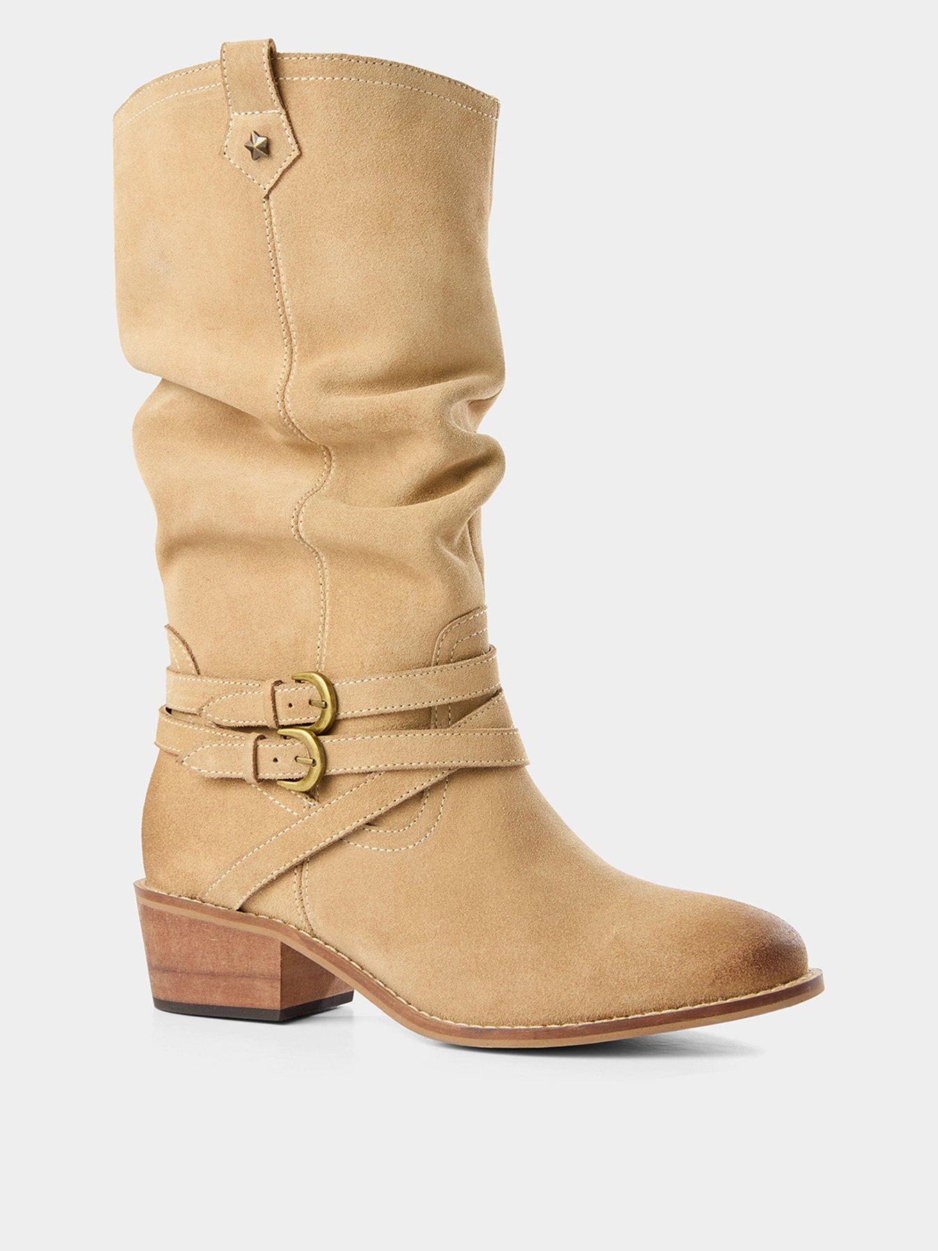 Joe Browns Drifter Suede Slouch Boot - Cream