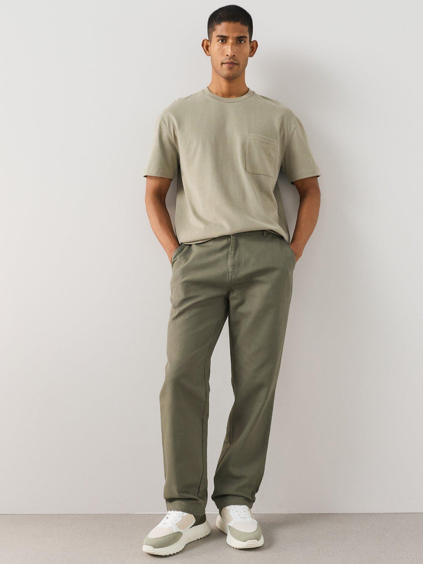 The Very Collection Pure Cotton Canvas Straight Leg Trousers - Dark Khaki
