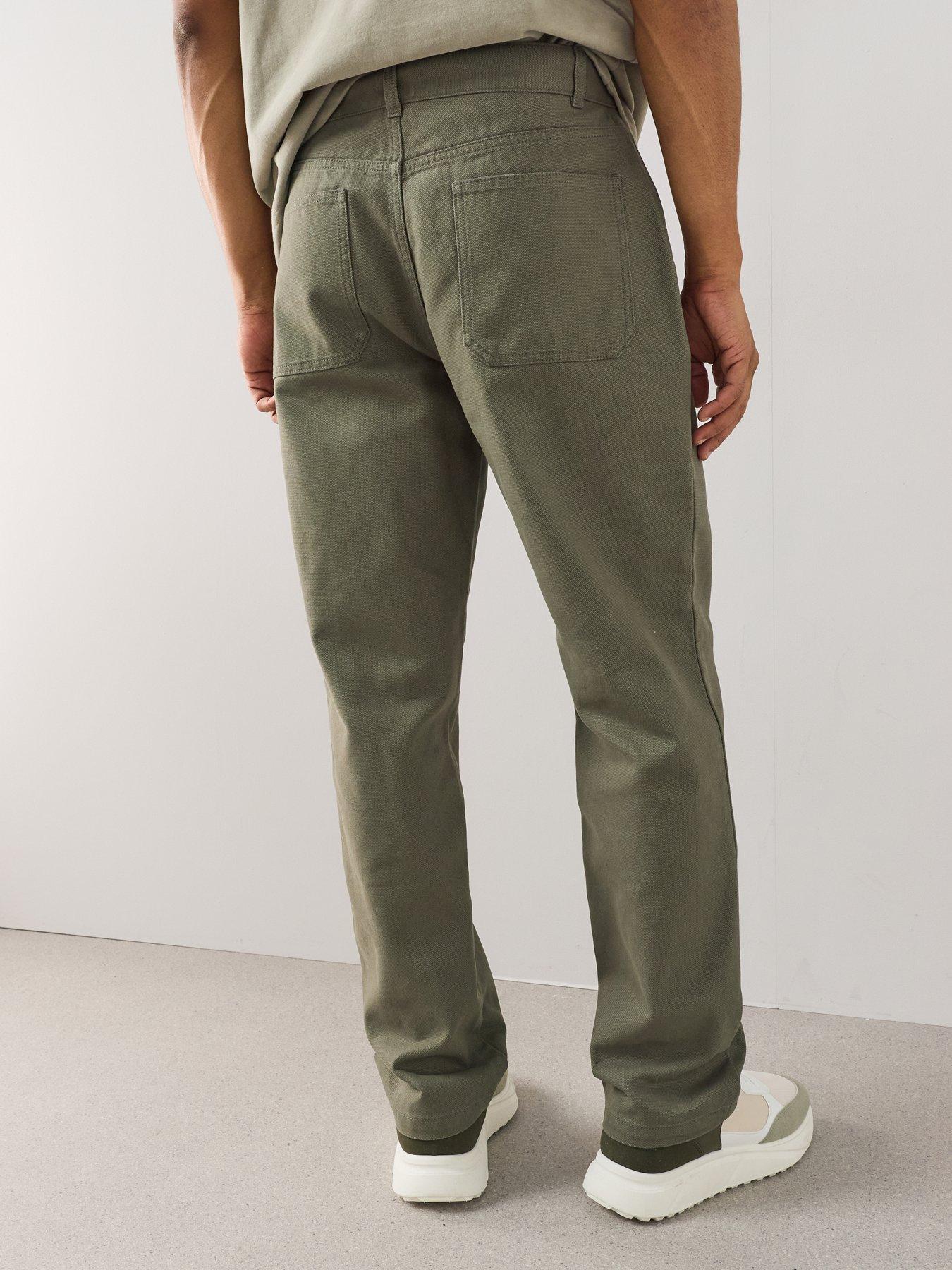 Image 2 of 7 of The Very Collection Pure Cotton Canvas Straight Leg Trousers - Dark Khaki