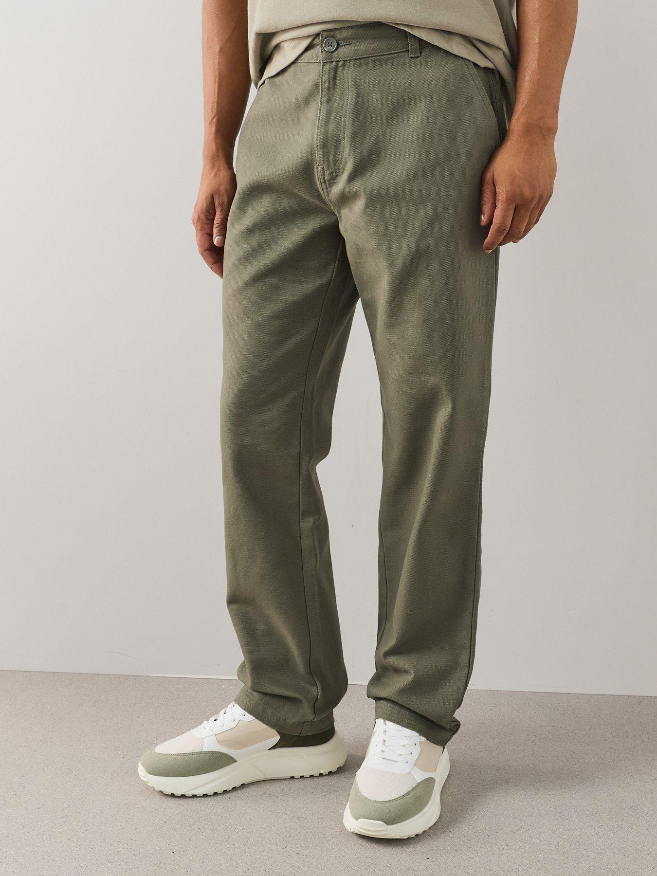 Image 4 of 7 of The Very Collection Pure Cotton Canvas Straight Leg Trousers - Dark Khaki