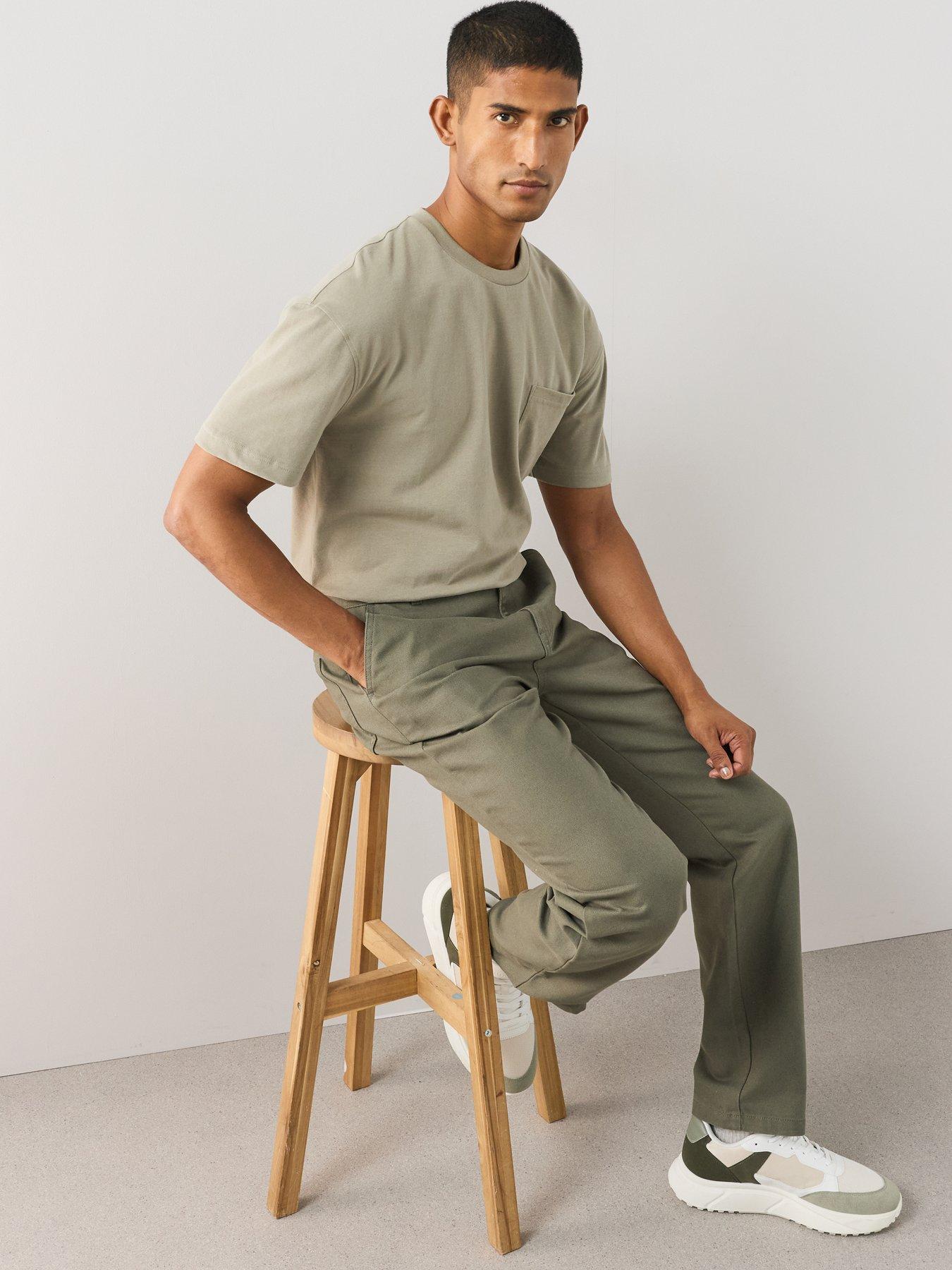 Image 5 of 7 of The Very Collection Pure Cotton Canvas Straight Leg Trousers - Dark Khaki