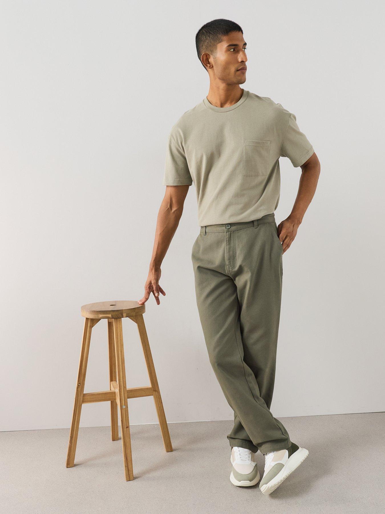 Image 6 of 7 of The Very Collection Pure Cotton Canvas Straight Leg Trousers - Dark Khaki