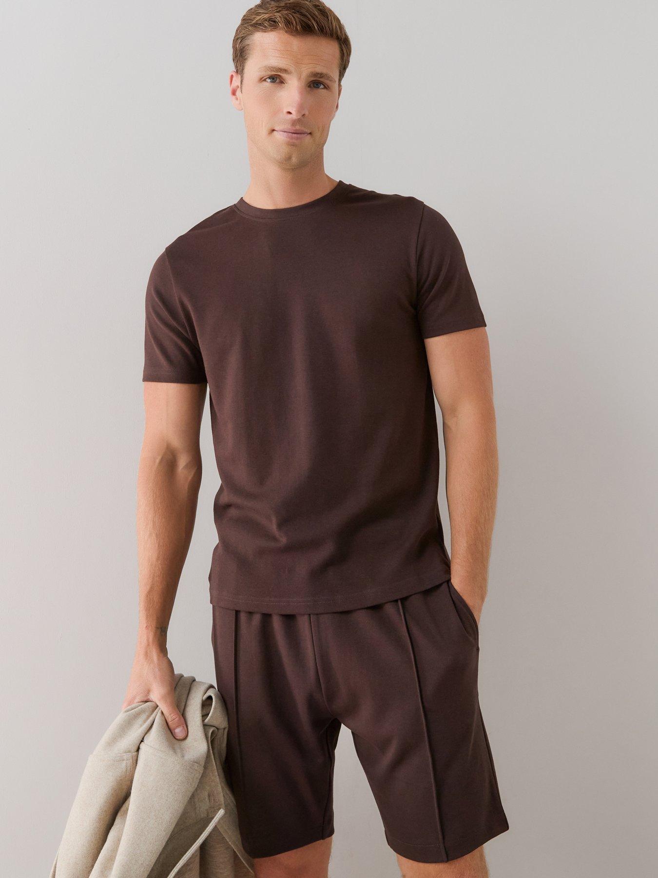 The Very Collection Pure Cotton Interlock T-Shirt  &  Shorts Set - Brown