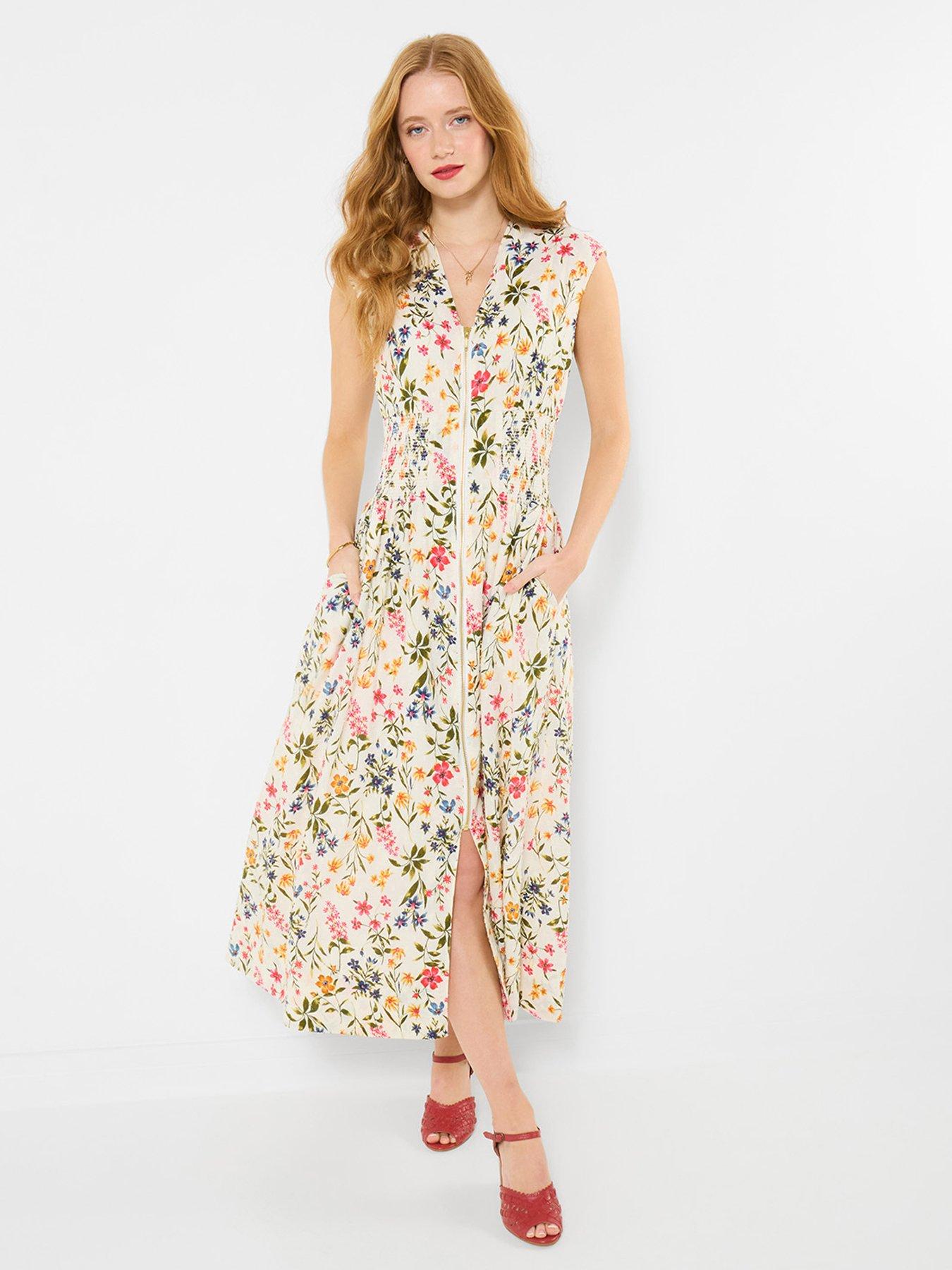 Joe Browns Jemima Floral Cotton Dobby Dress - White