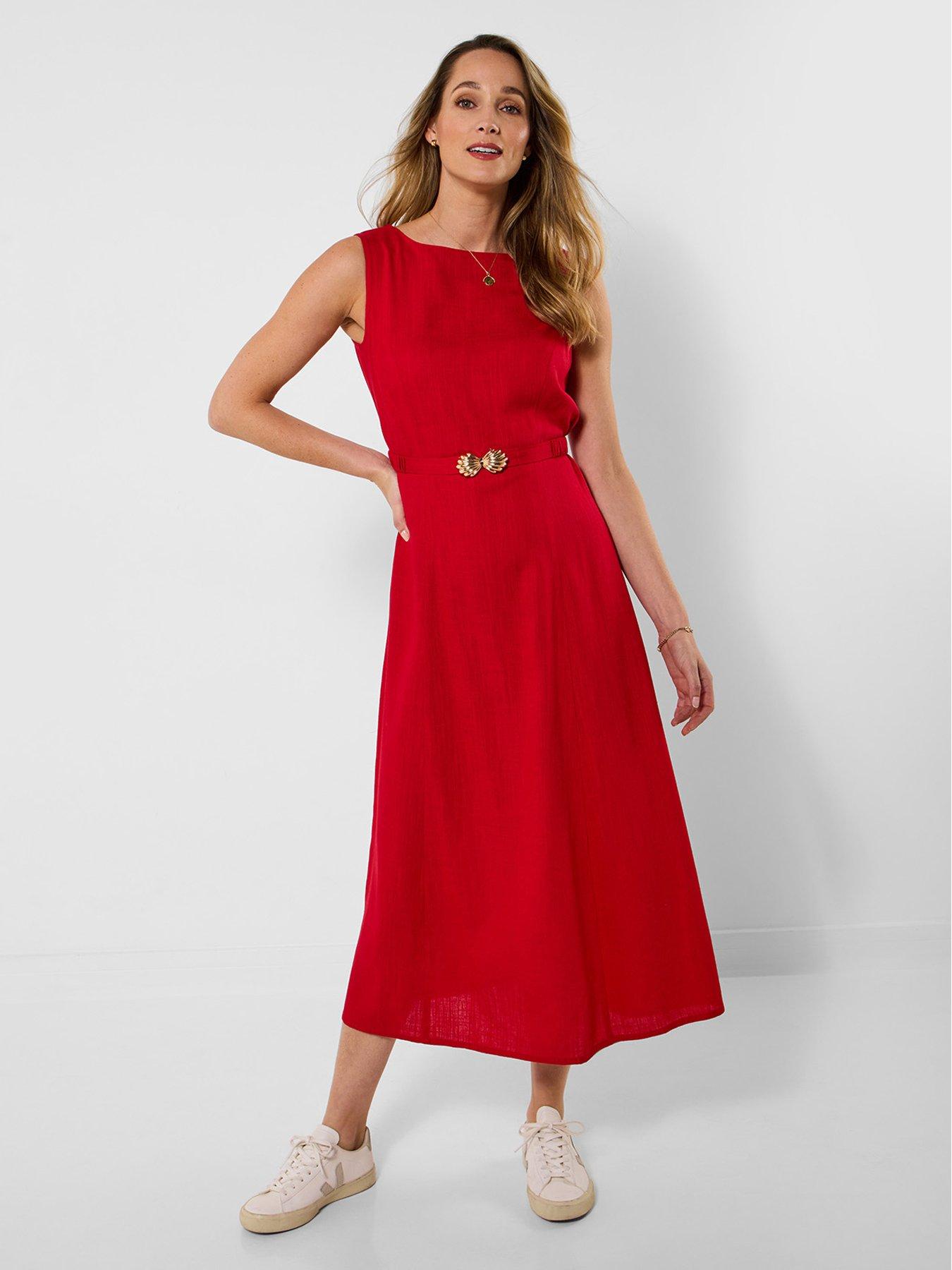 Image 2 of 6 of Joe Browns Linen Blend Belted Dress - Red