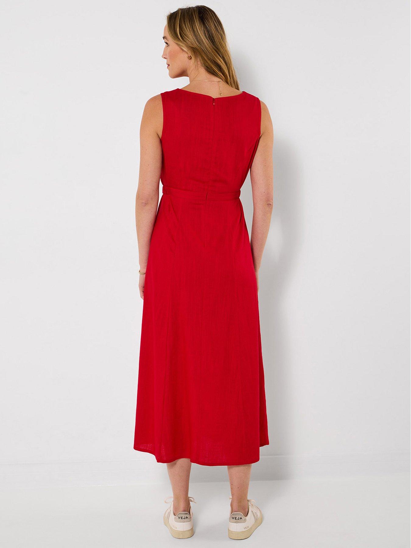 Image 3 of 6 of Joe Browns Linen Blend Belted Dress - Red