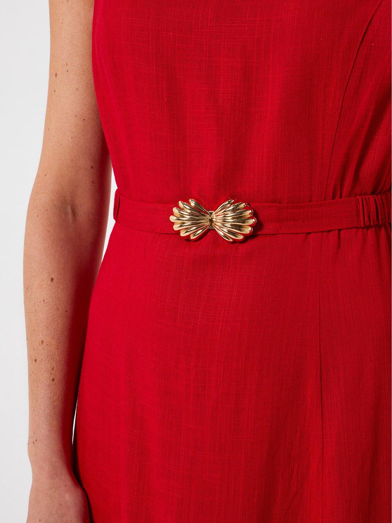 Image 5 of 6 of Joe Browns Linen Blend Belted Dress - Red