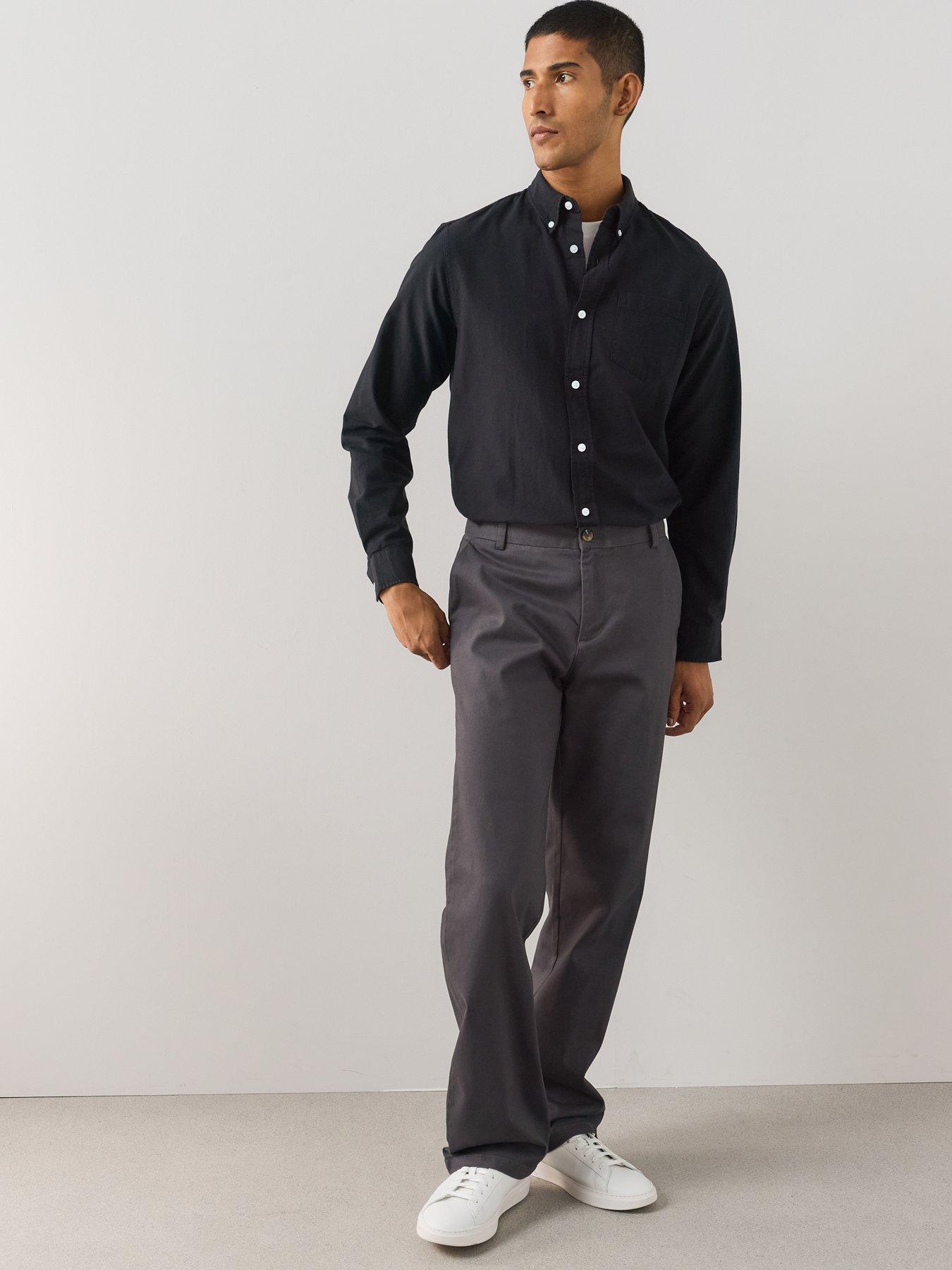 Image 3 of 7 of The Very Collection Loose Fit Cotton Rich Chino Trousers With Stretch - Charcoal