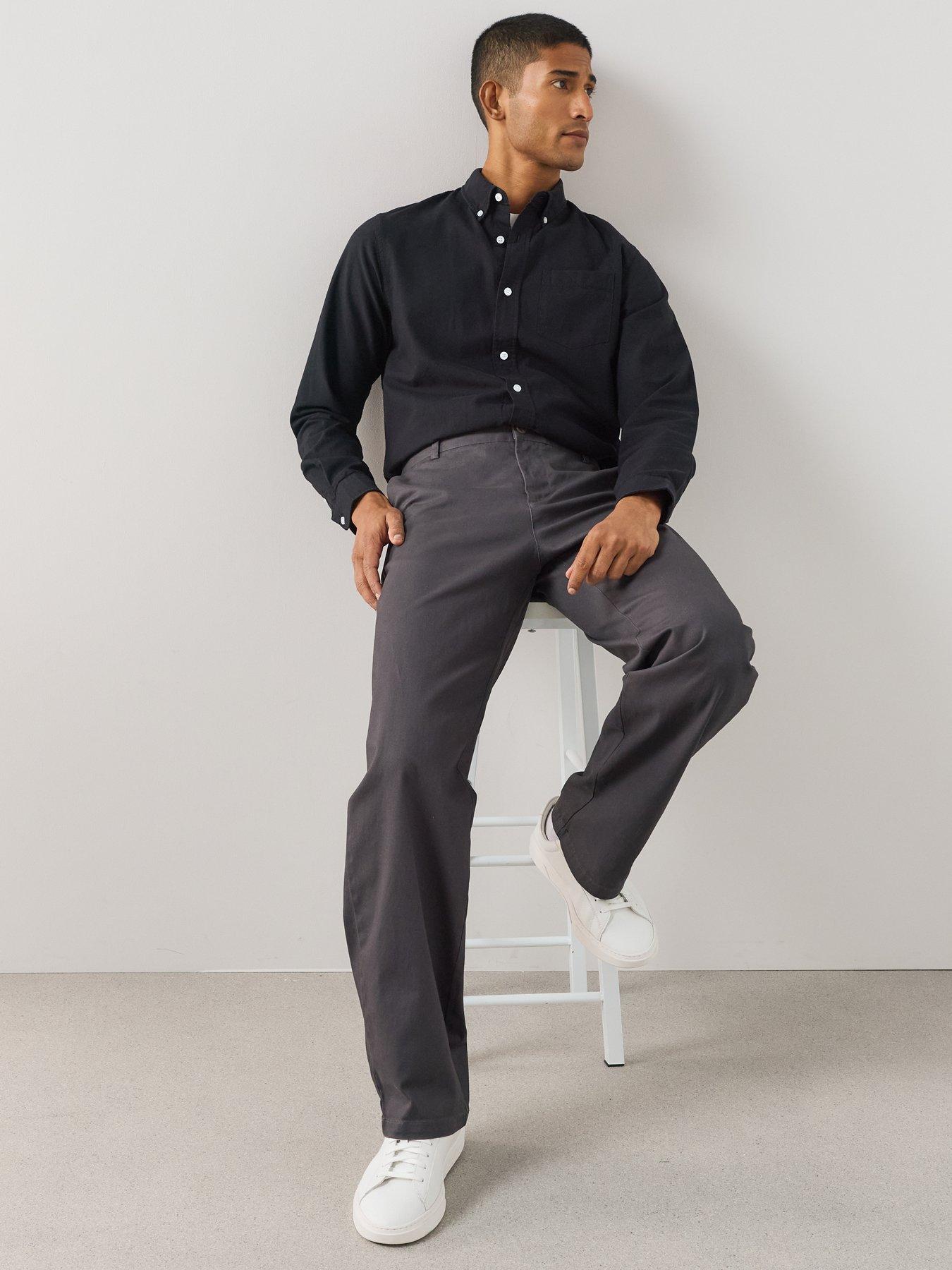 Image 6 of 7 of The Very Collection Loose Fit Cotton Rich Chino Trousers With Stretch - Charcoal