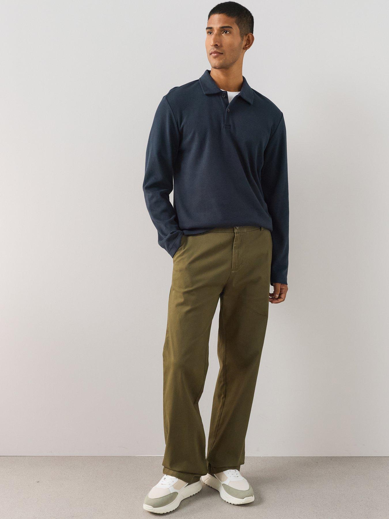 Image 1 of 7 of The Very Collection Loose Fit Cotton Rich Chino Trousers With Stretch - Khaki