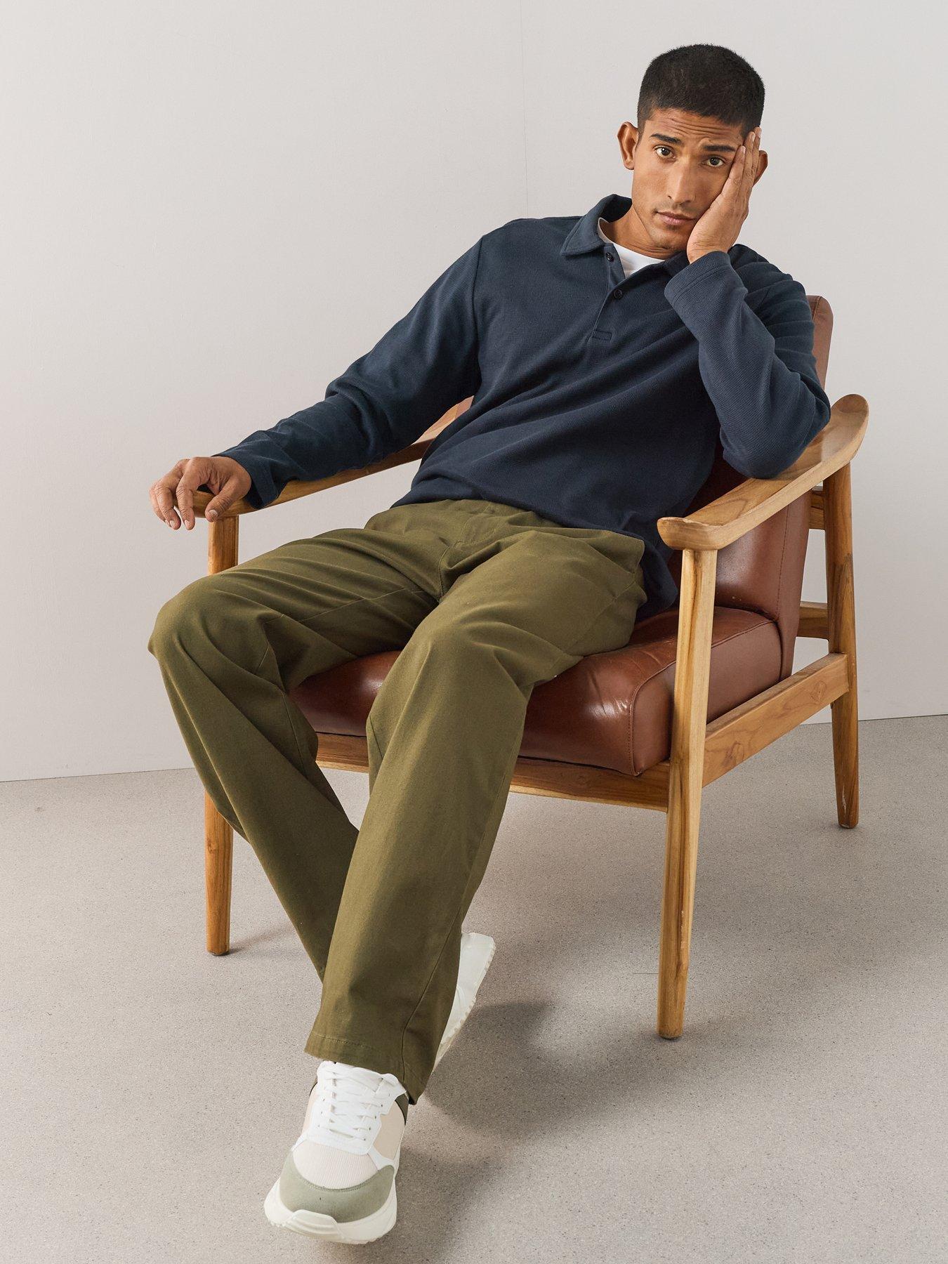 Image 6 of 7 of The Very Collection Loose Fit Cotton Rich Chino Trousers With Stretch - Khaki