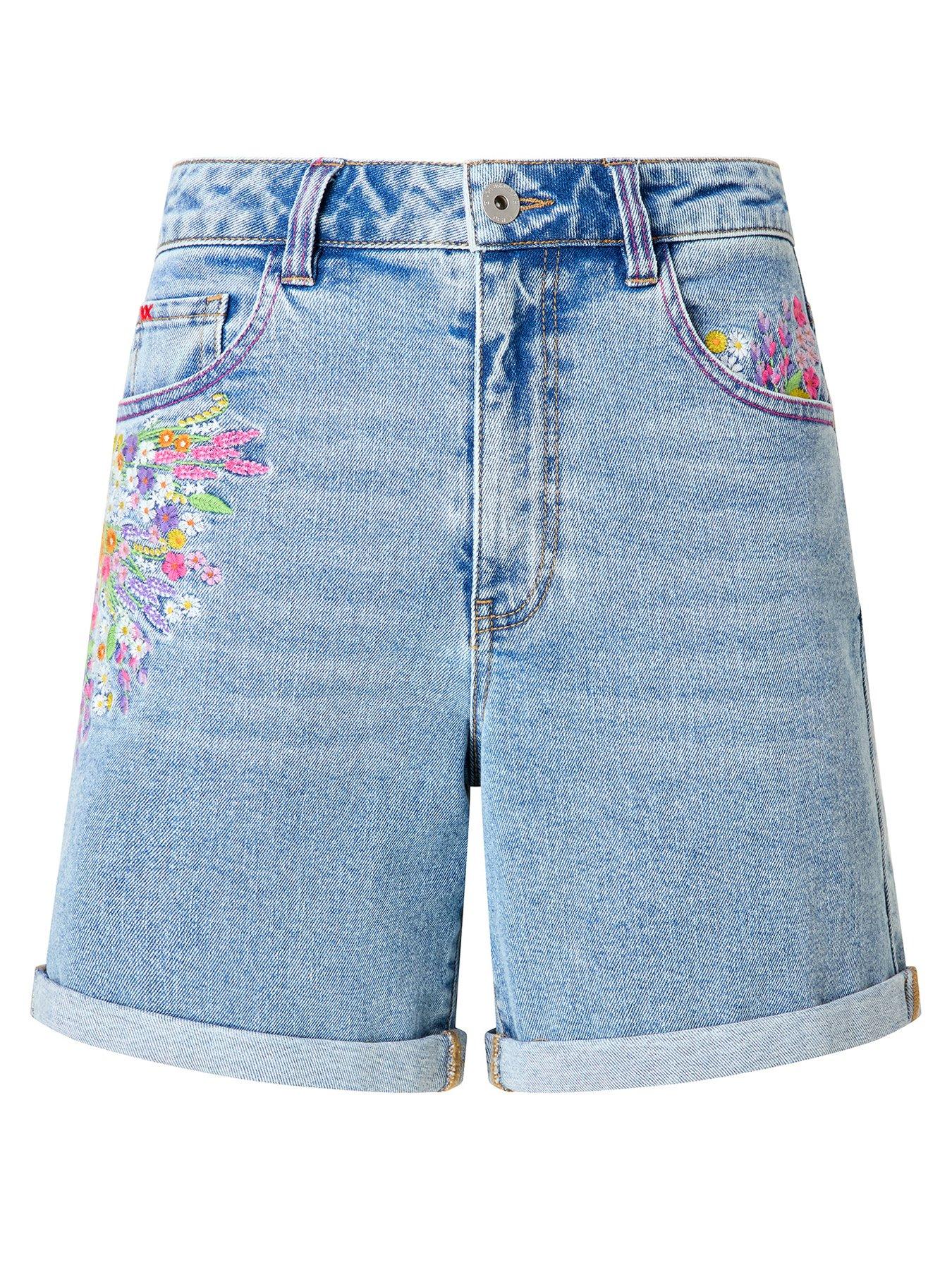 Image 6 of 6 of Joe Browns Spring Florals Embroidered Denim Shorts - Blue