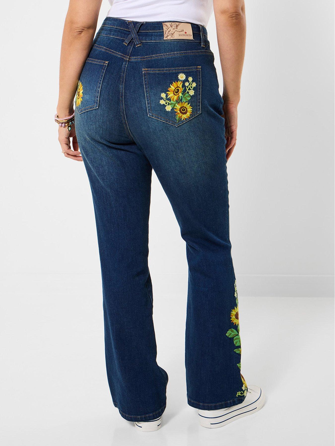 Image 2 of 7 of Joe Browns Sophia Sunflower Embroidered Flared Jeans - Blue