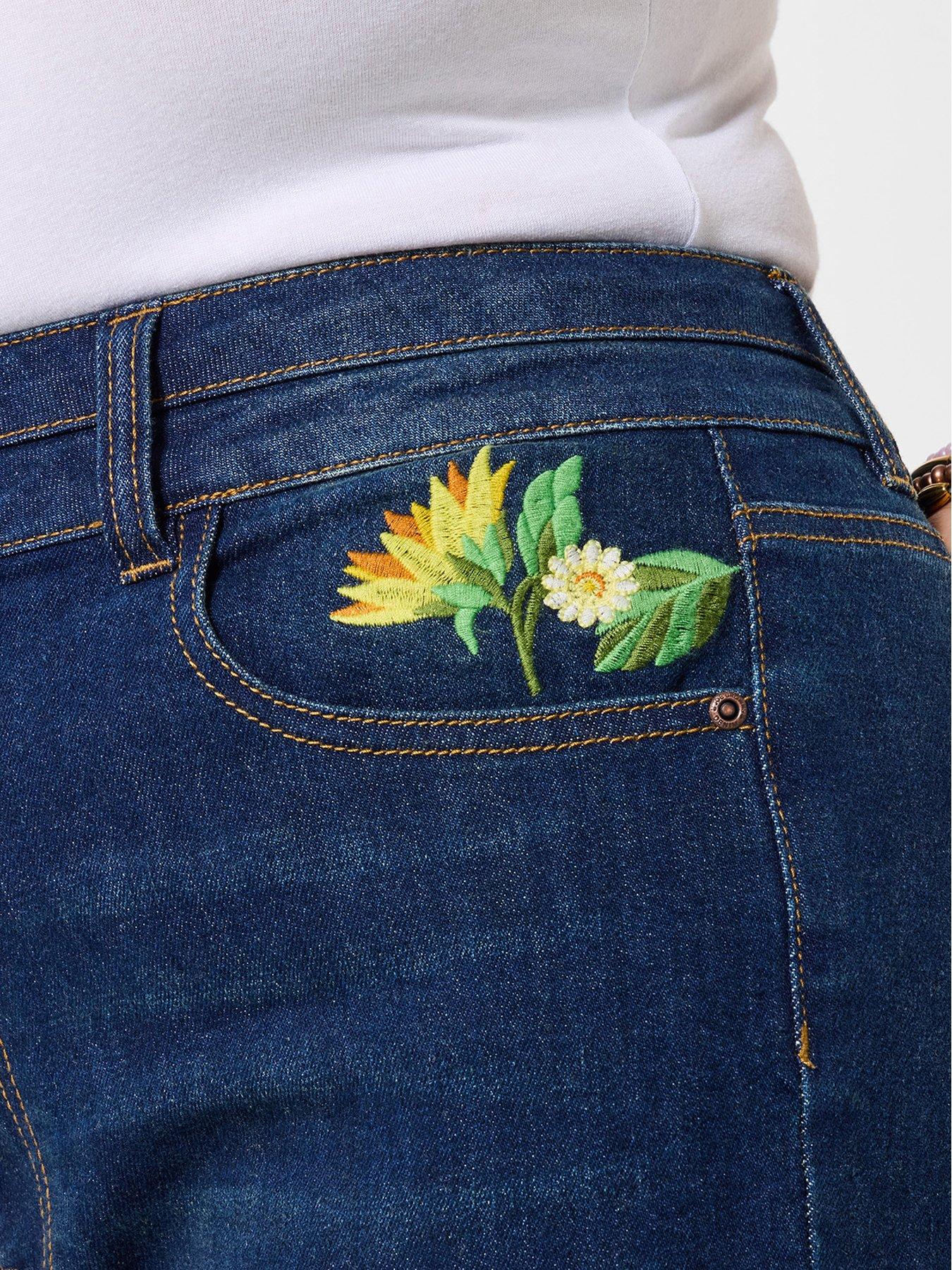 Image 3 of 7 of Joe Browns Sophia Sunflower Embroidered Flared Jeans - Blue