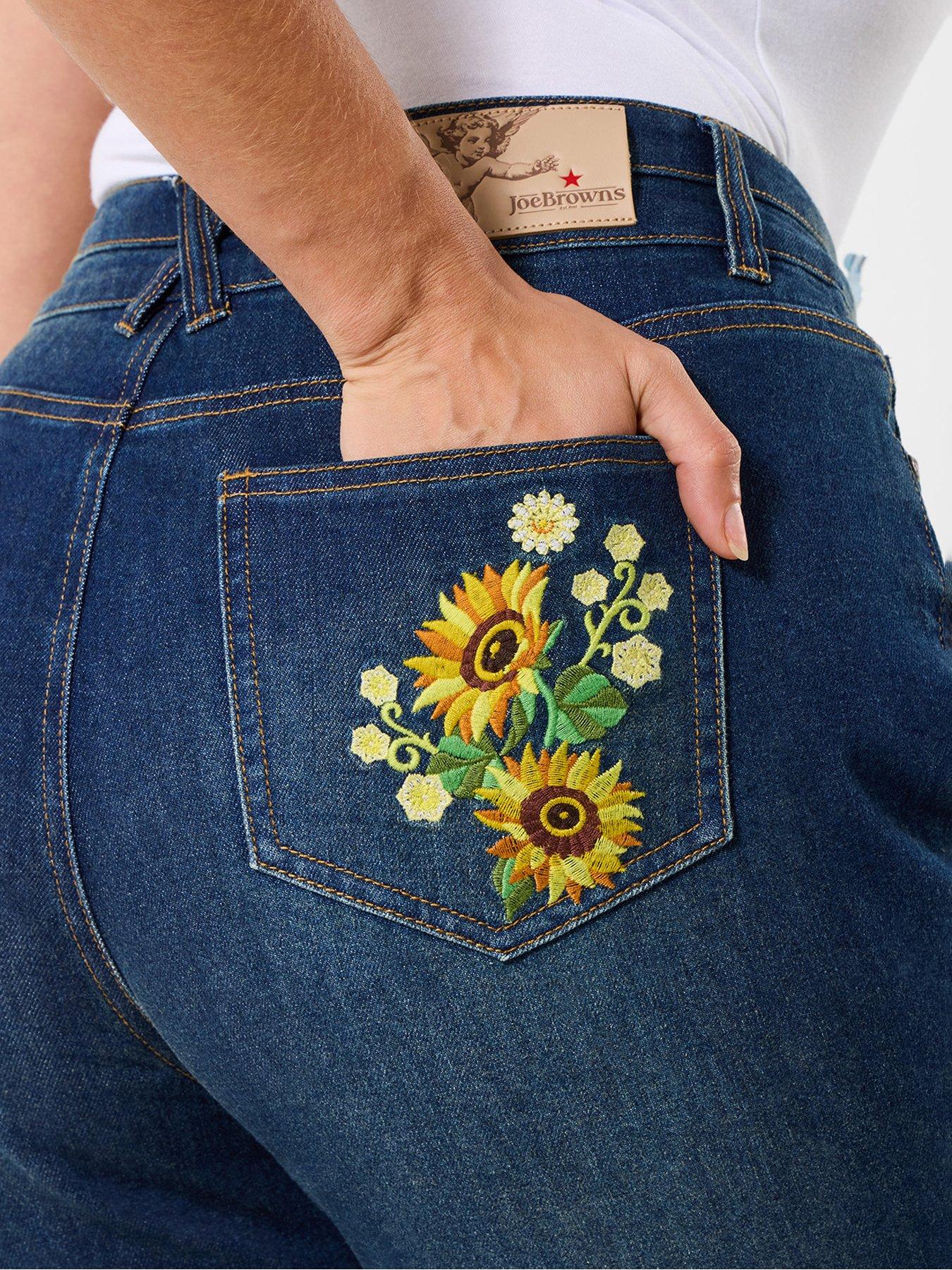 Image 5 of 7 of Joe Browns Sophia Sunflower Embroidered Flared Jeans - Blue