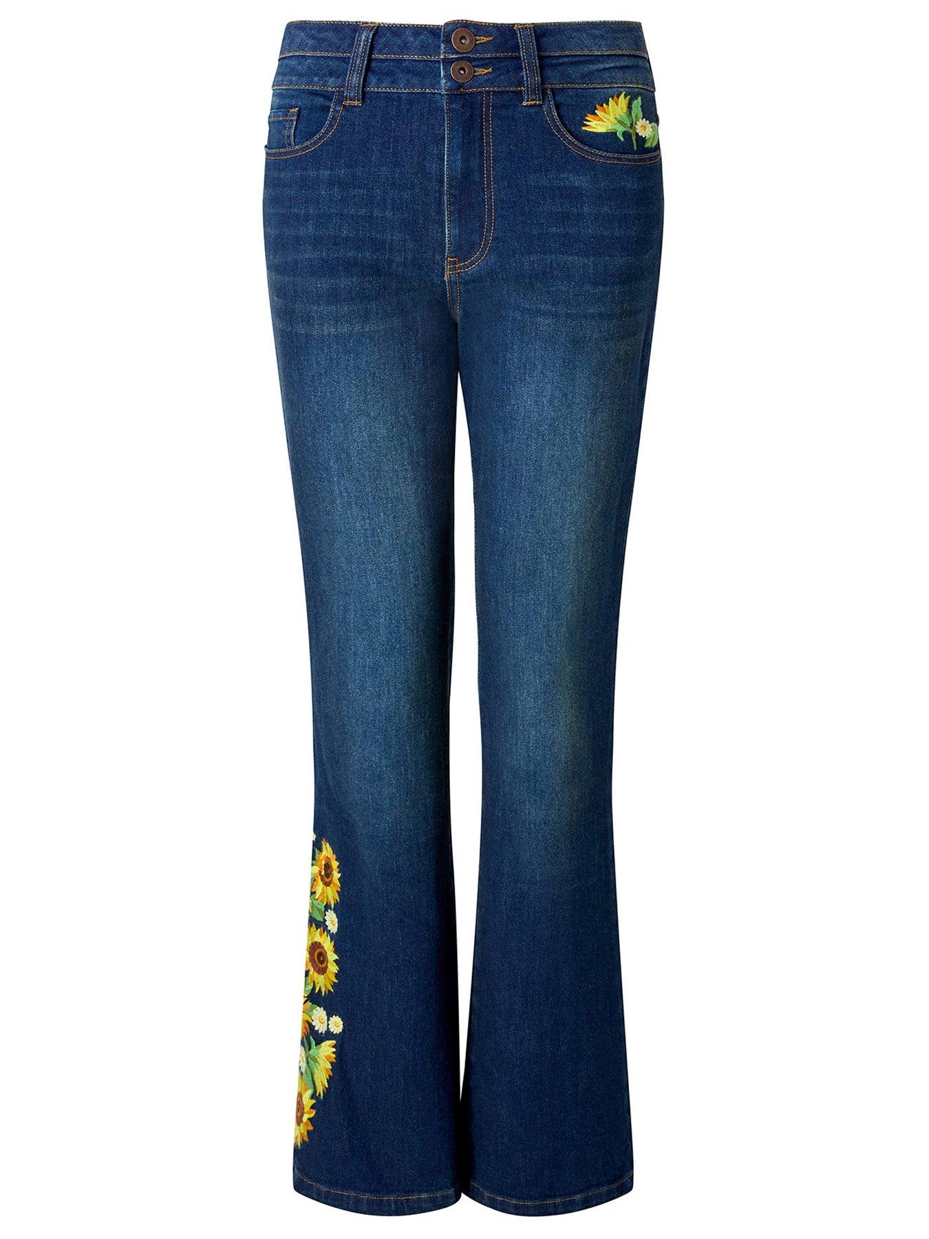 Image 7 of 7 of Joe Browns Sophia Sunflower Embroidered Flared Jeans - Blue