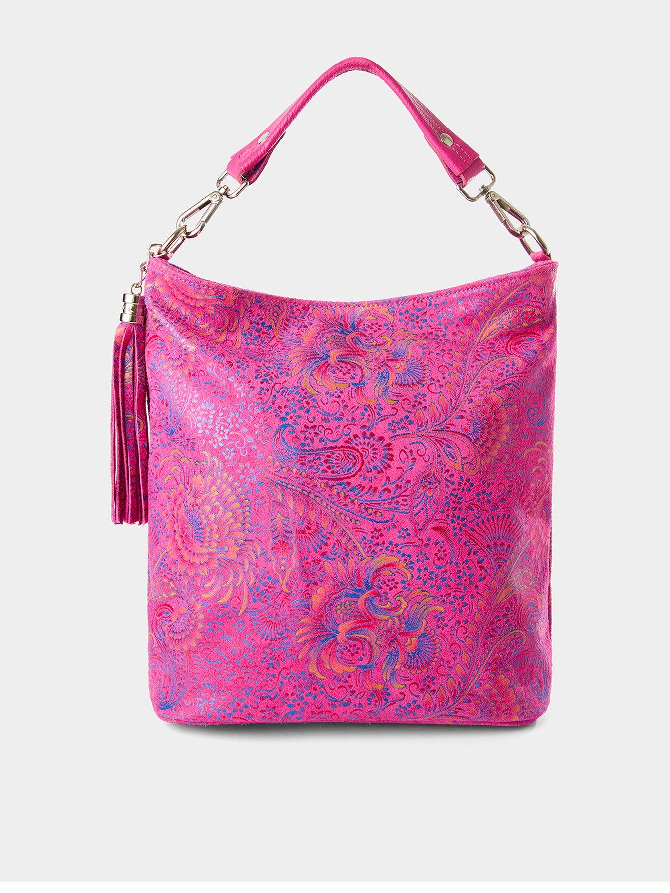 Joe Browns Carnival Nights Print Suede Bag - Pink